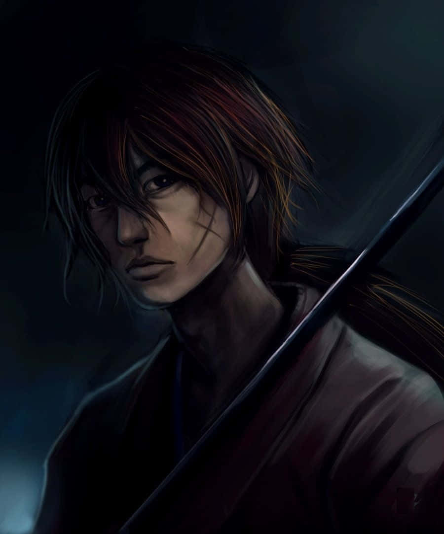 Battousai, full moon, katana, SD Phone Wallpaper