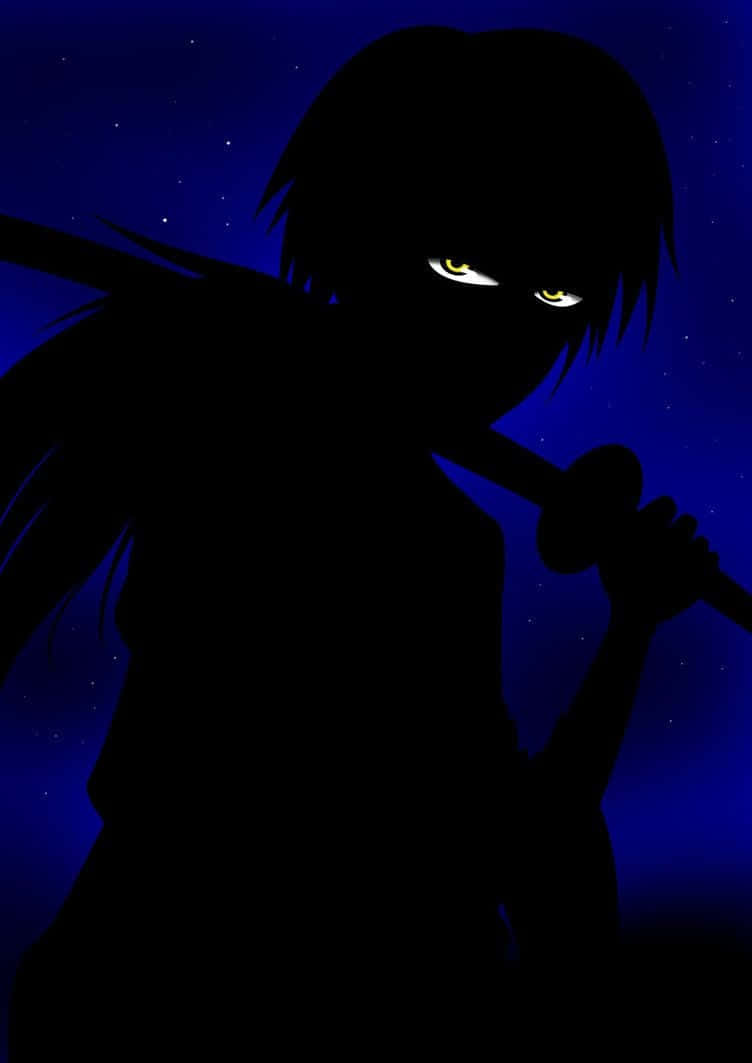 Battousai, glowing yellow eyes, sword, SD Phone Wallpaper