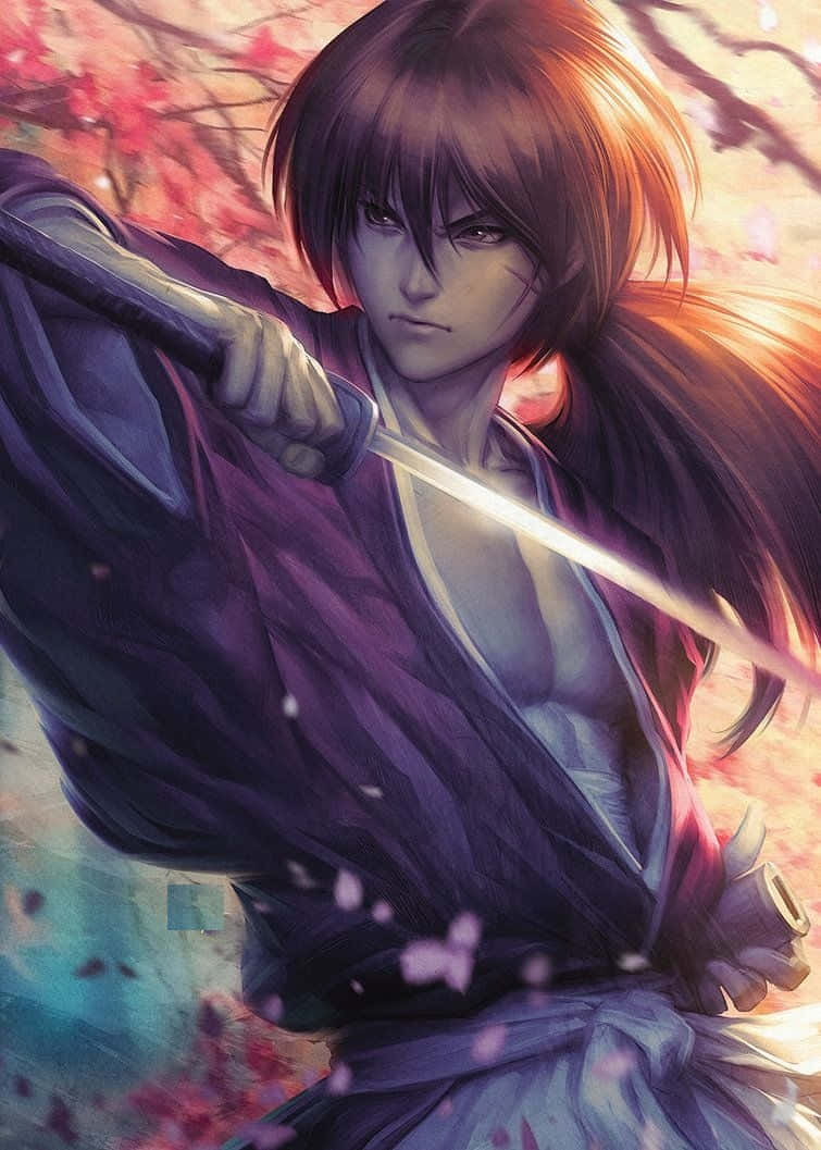 Battousai, anime samurai, dark hair, SD Phone Wallpaper