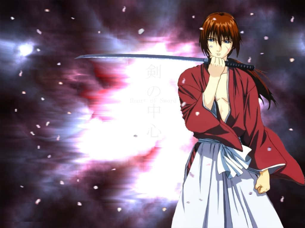 Battousai, traditional samurai attire, red robe, SD Desktop Wallpaper