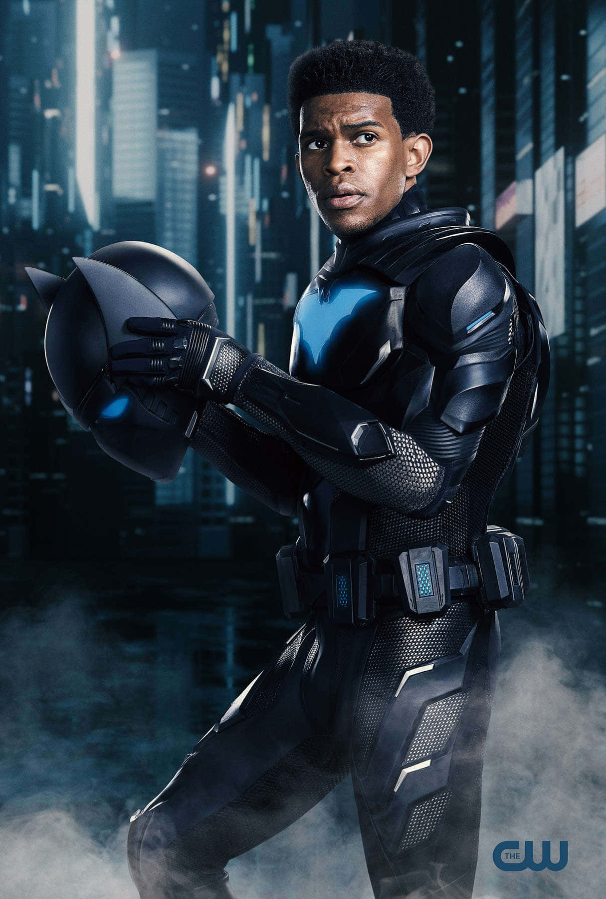 Batwing, black armored suit, blue accents, HD Phone Wallpaper
