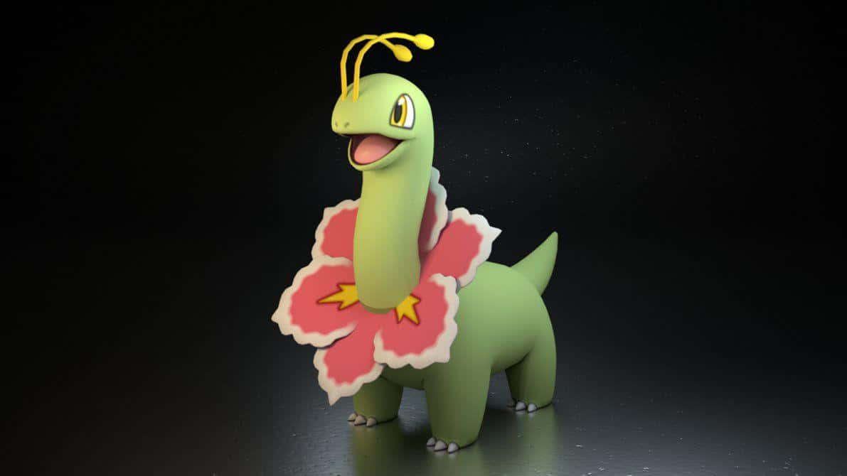 Bayleef, green Pokémon, pink flower collar, SD Desktop Wallpaper