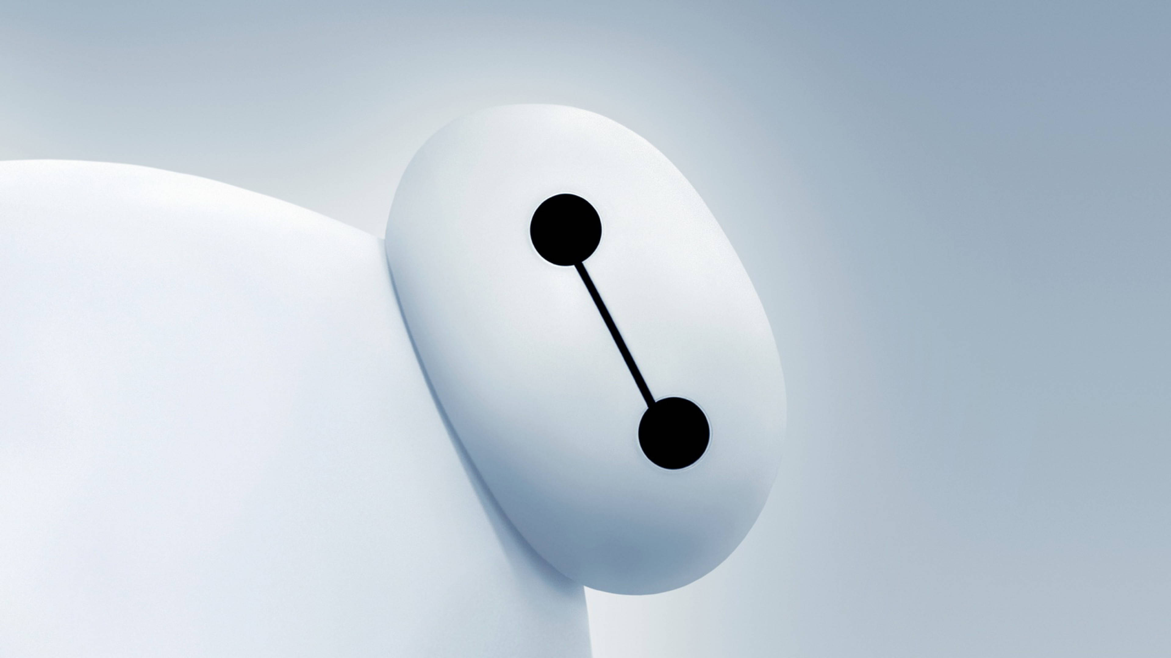 Baymax, smooth white head, simple black eyes, 4K Desktop Wallpaper