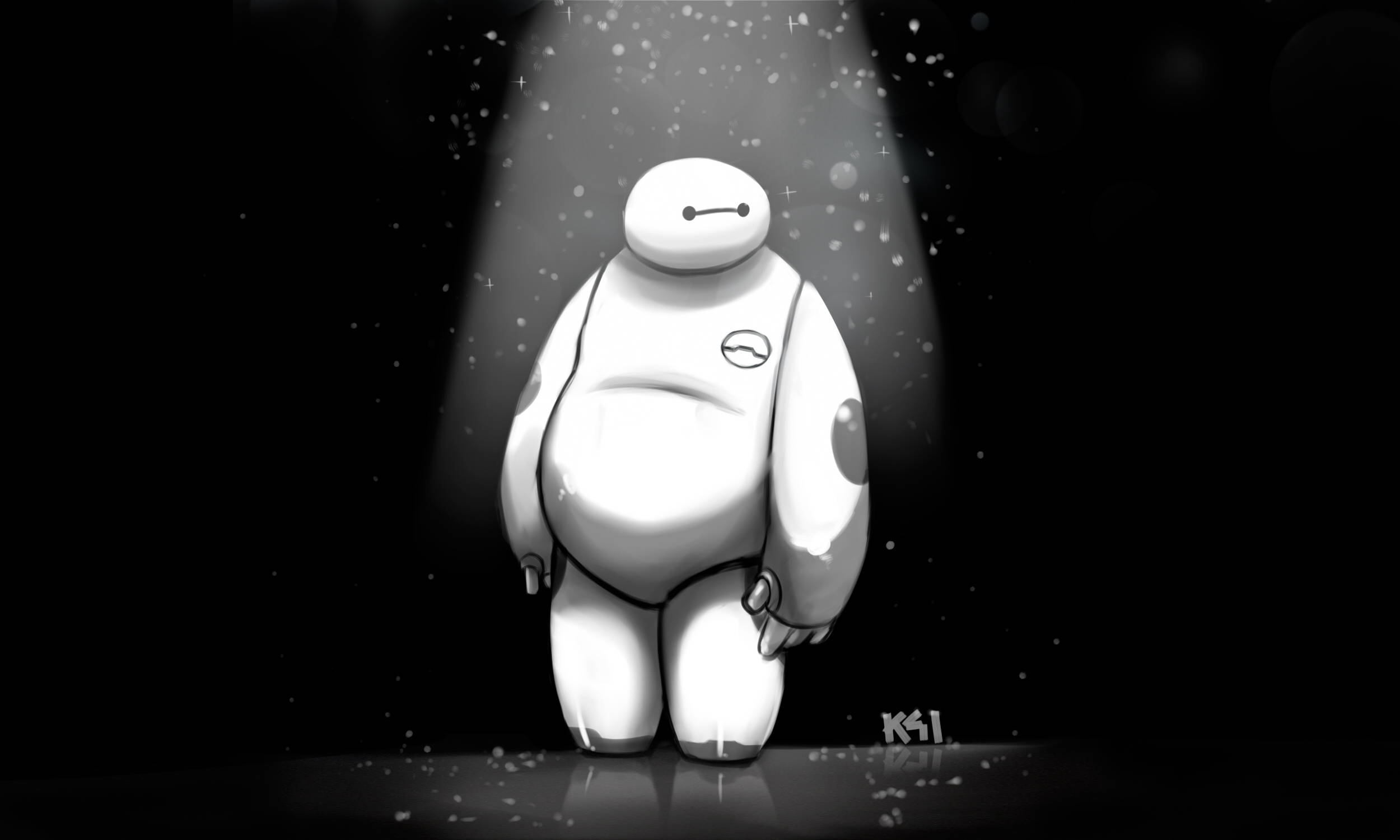 Baymax, spotlight, dark room, Full HD Desktop Wallpaper
