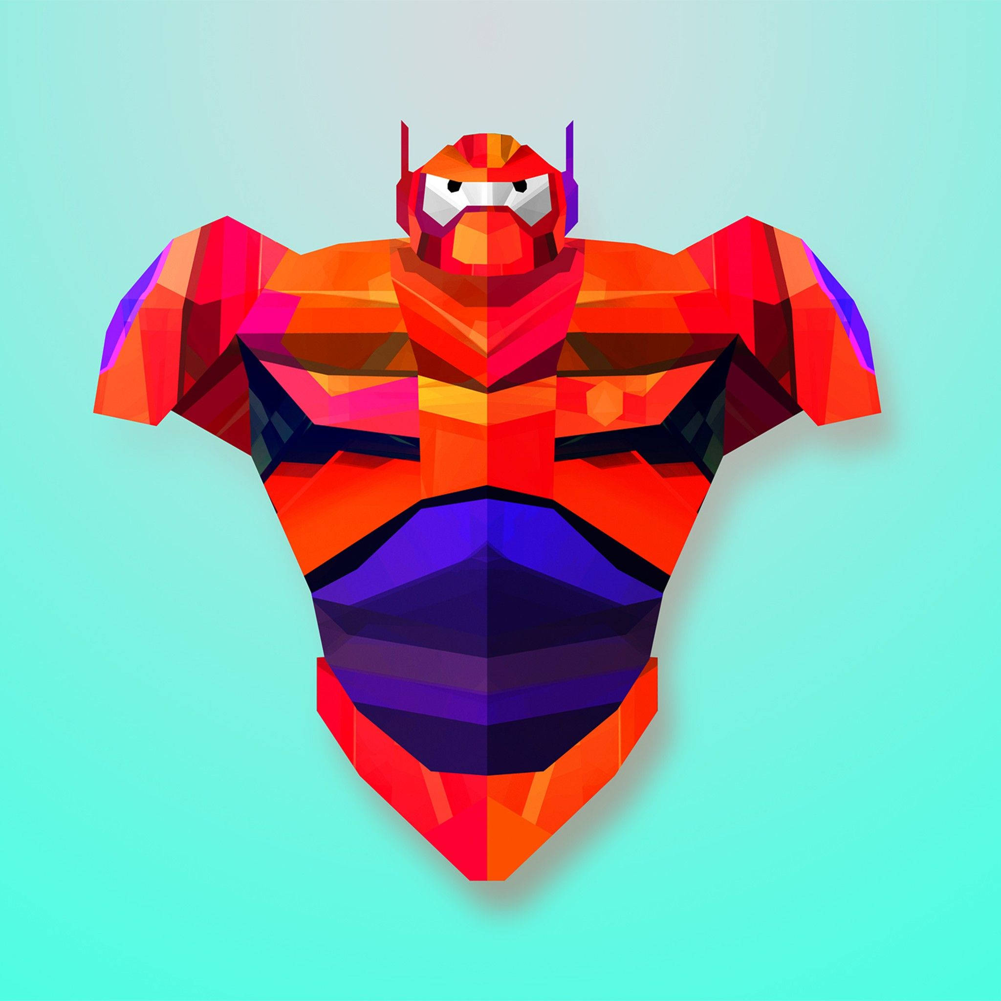 Baymax, low-poly, fiery orange, Full HD Desktop Wallpaper