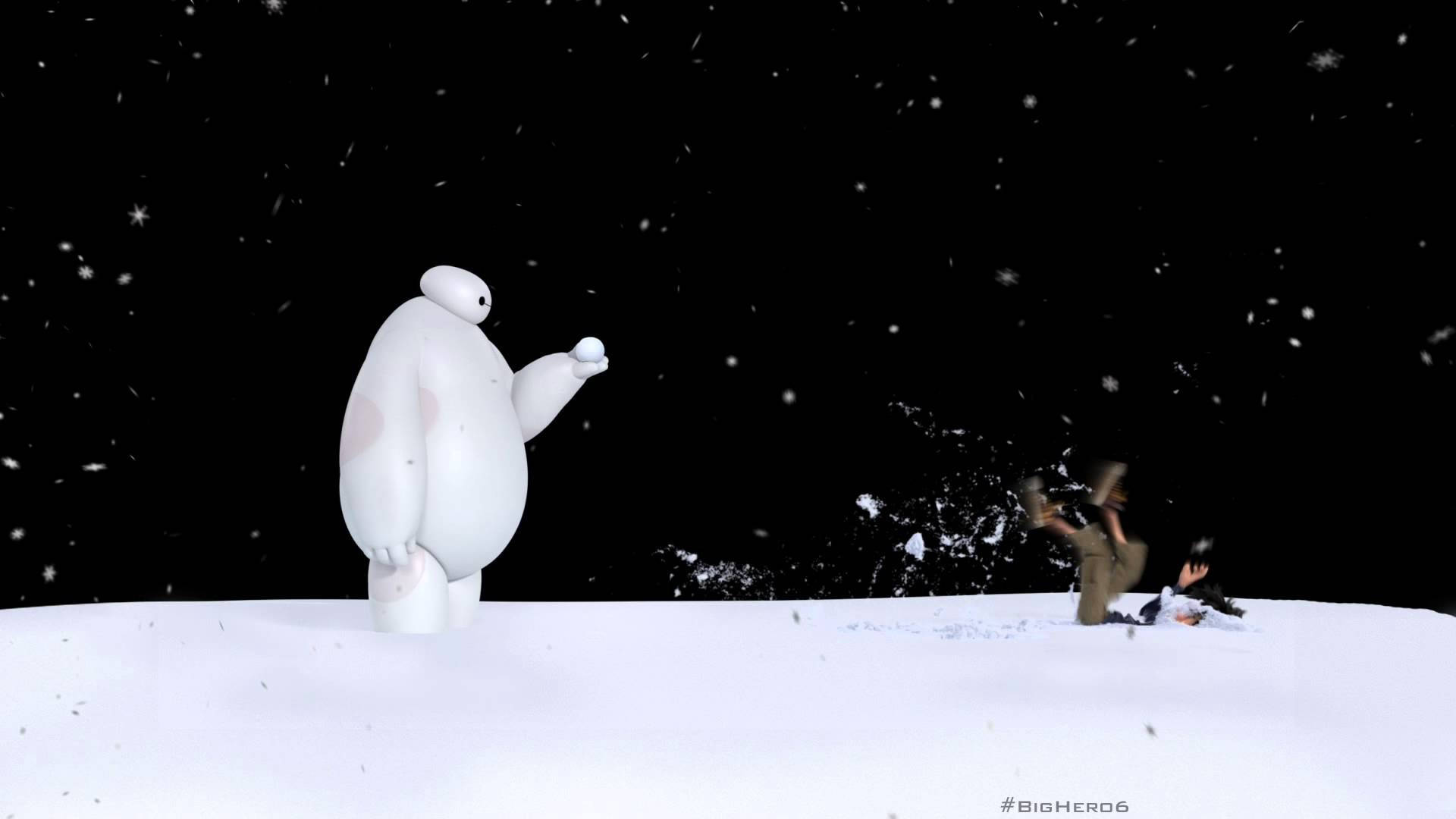 Baymax, snowball, snowy field, Full HD Desktop Wallpaper