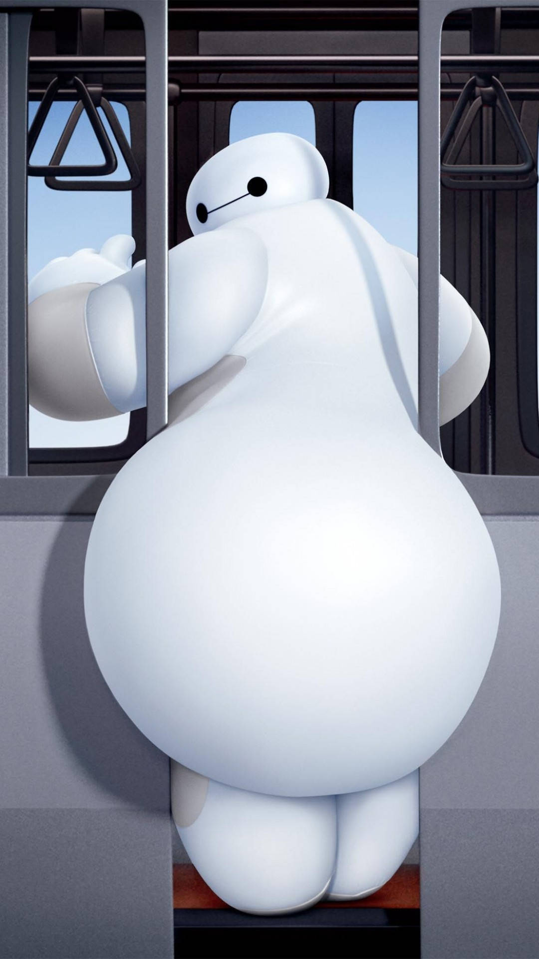 Baymax, subway car, giant white inflatable robot, Full HD Phone Wallpaper
