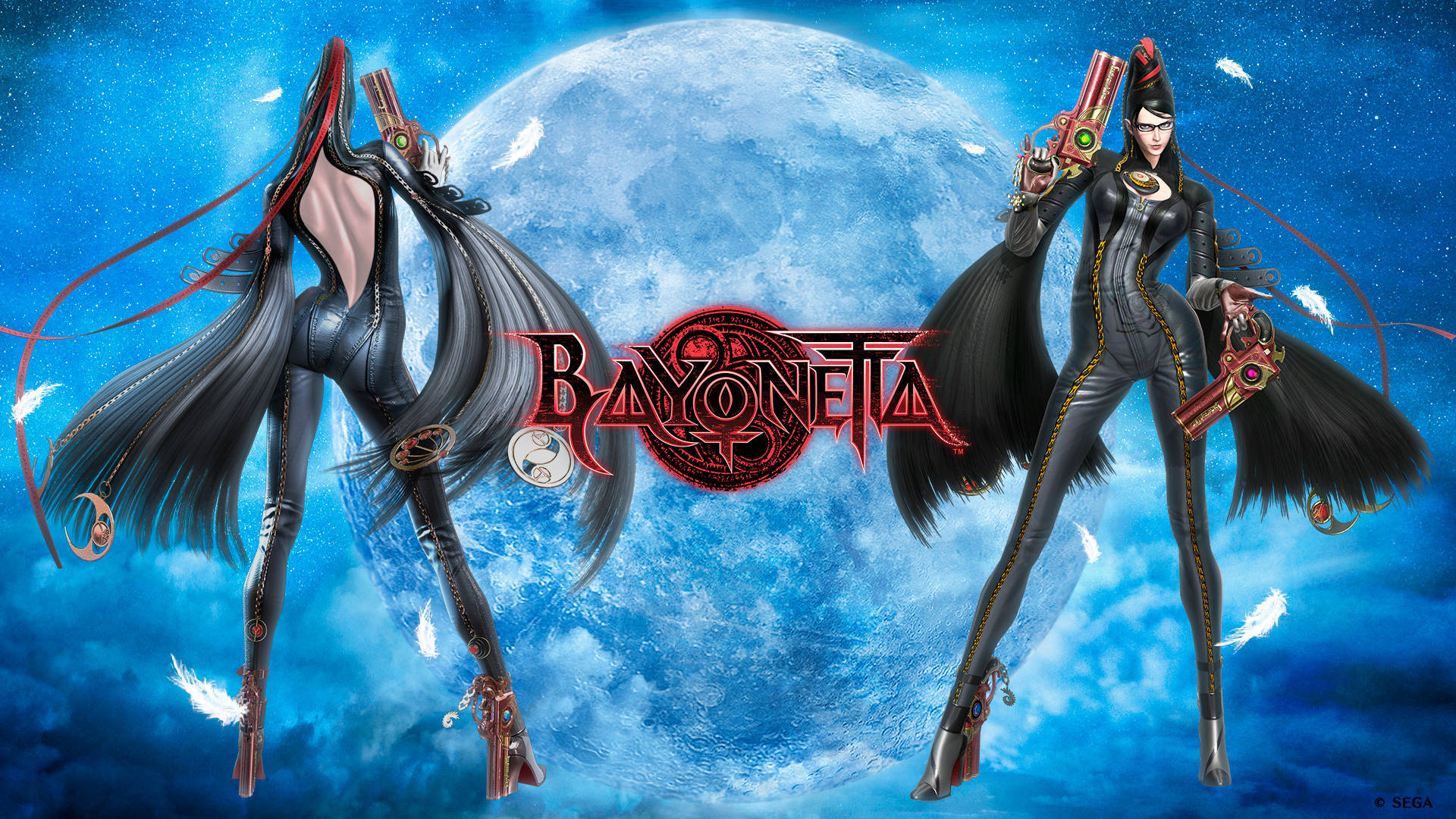 Bayonetta, black leather outfits, guns, Full HD Desktop Wallpaper