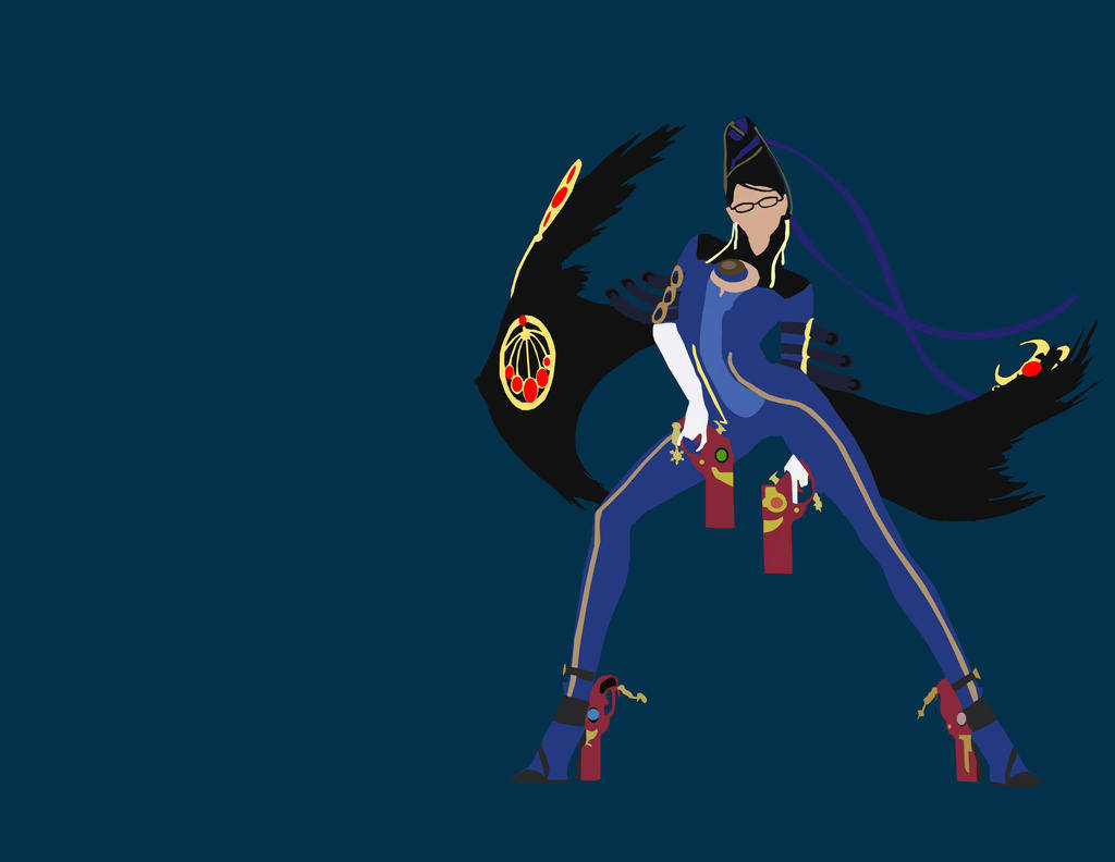 Bayonetta, blue and red gear, black wings, SD Desktop Wallpaper