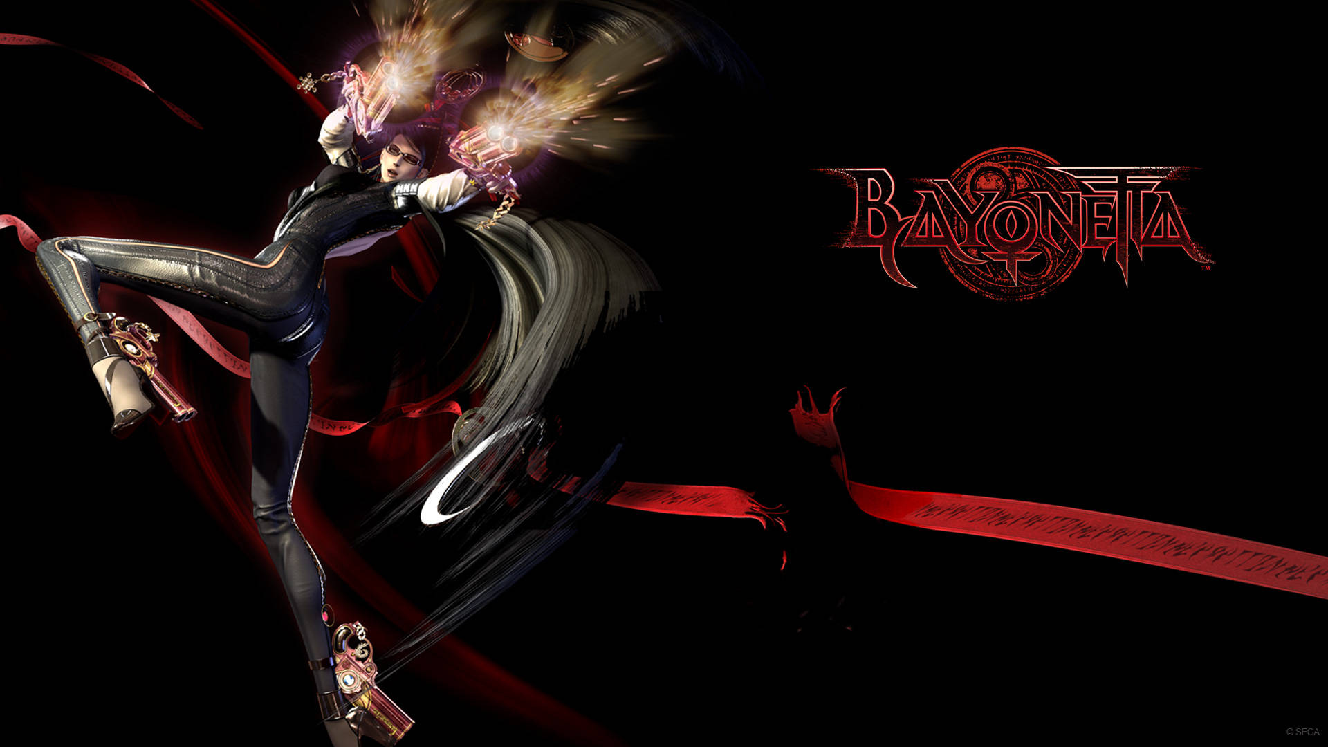 Bayonetta, black, red accents, Full HD Desktop Wallpaper