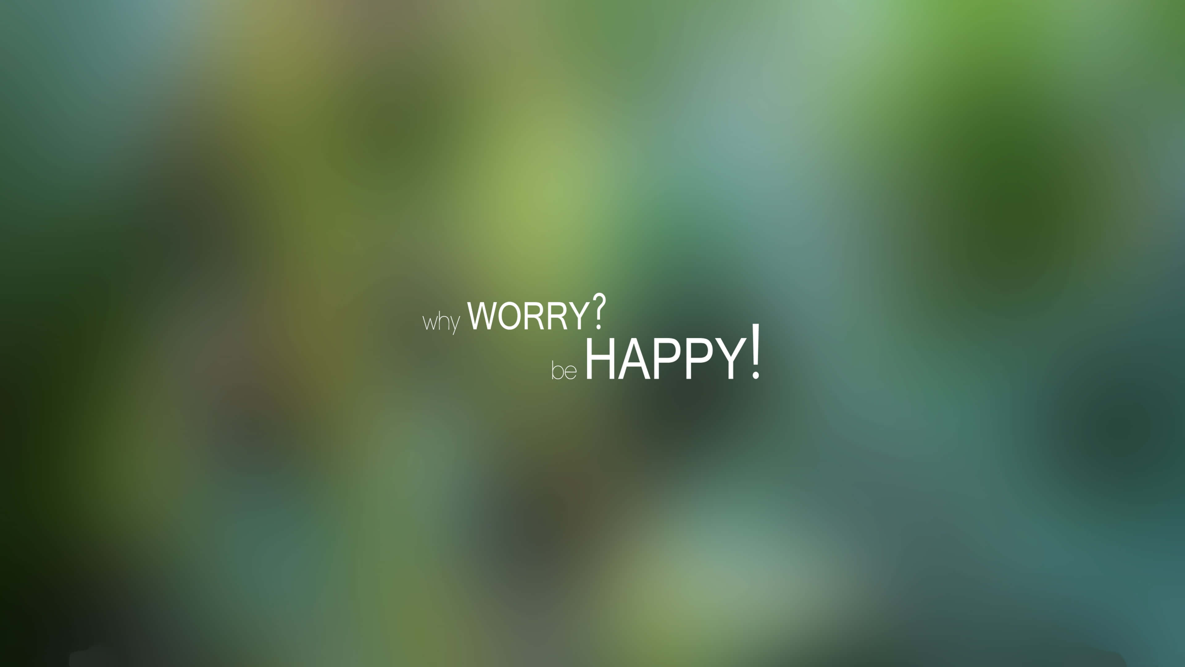 Soft green bokeh background, white text, why WORRY?, 4K Desktop Wallpaper