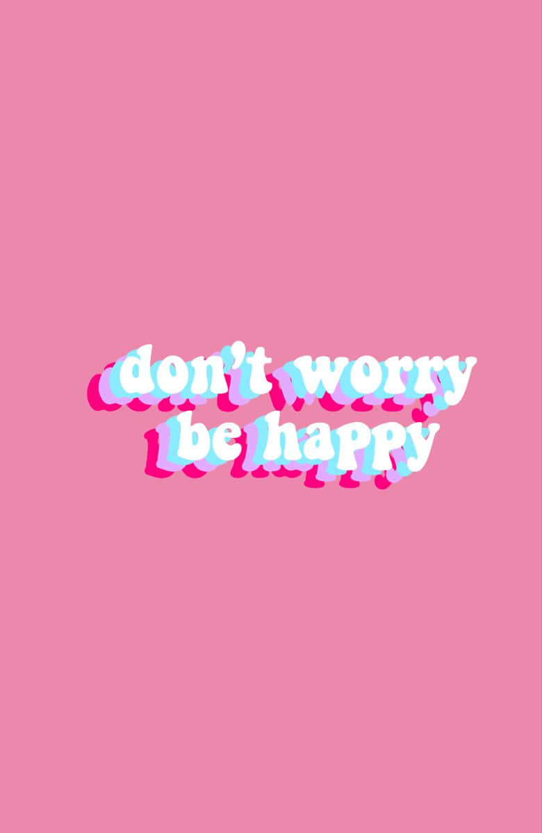 Be Happy, pink background, glitch effects, SD Phone Wallpaper