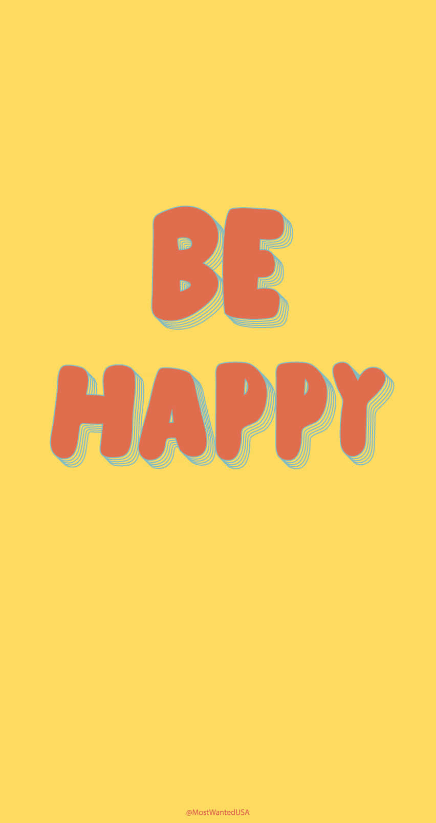 be happy, yellow background, orange text, HD Phone Wallpaper