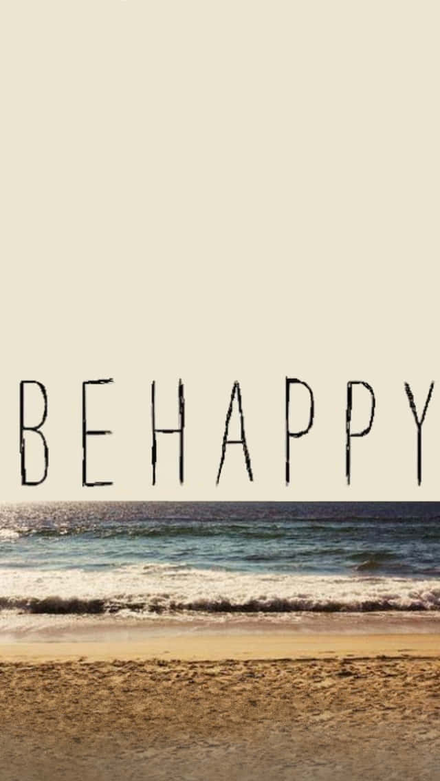 be happy, beach scene, golden sand, SD Phone Wallpaper