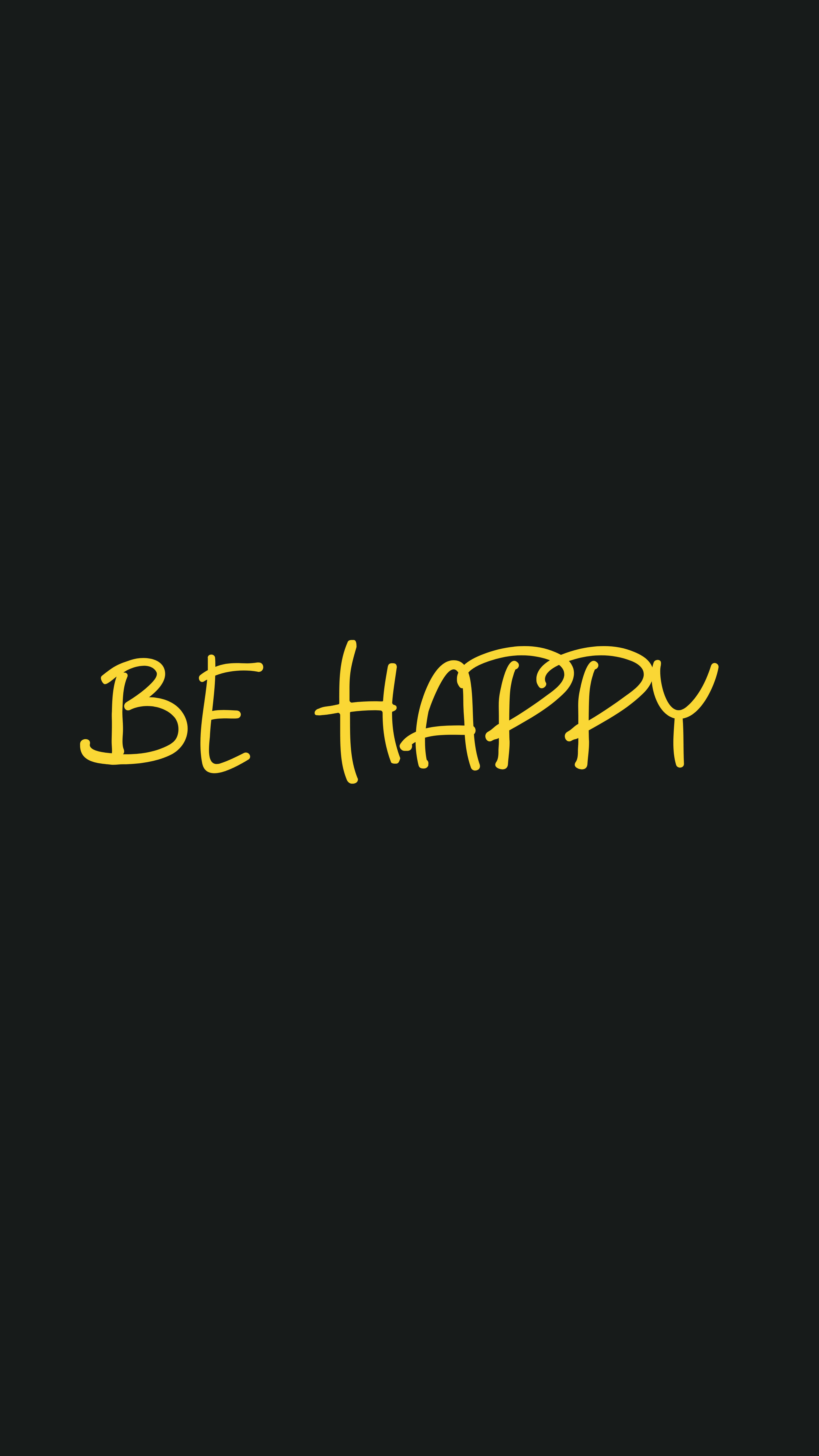 Be Happy, black, yellow, 5K Phone Wallpaper