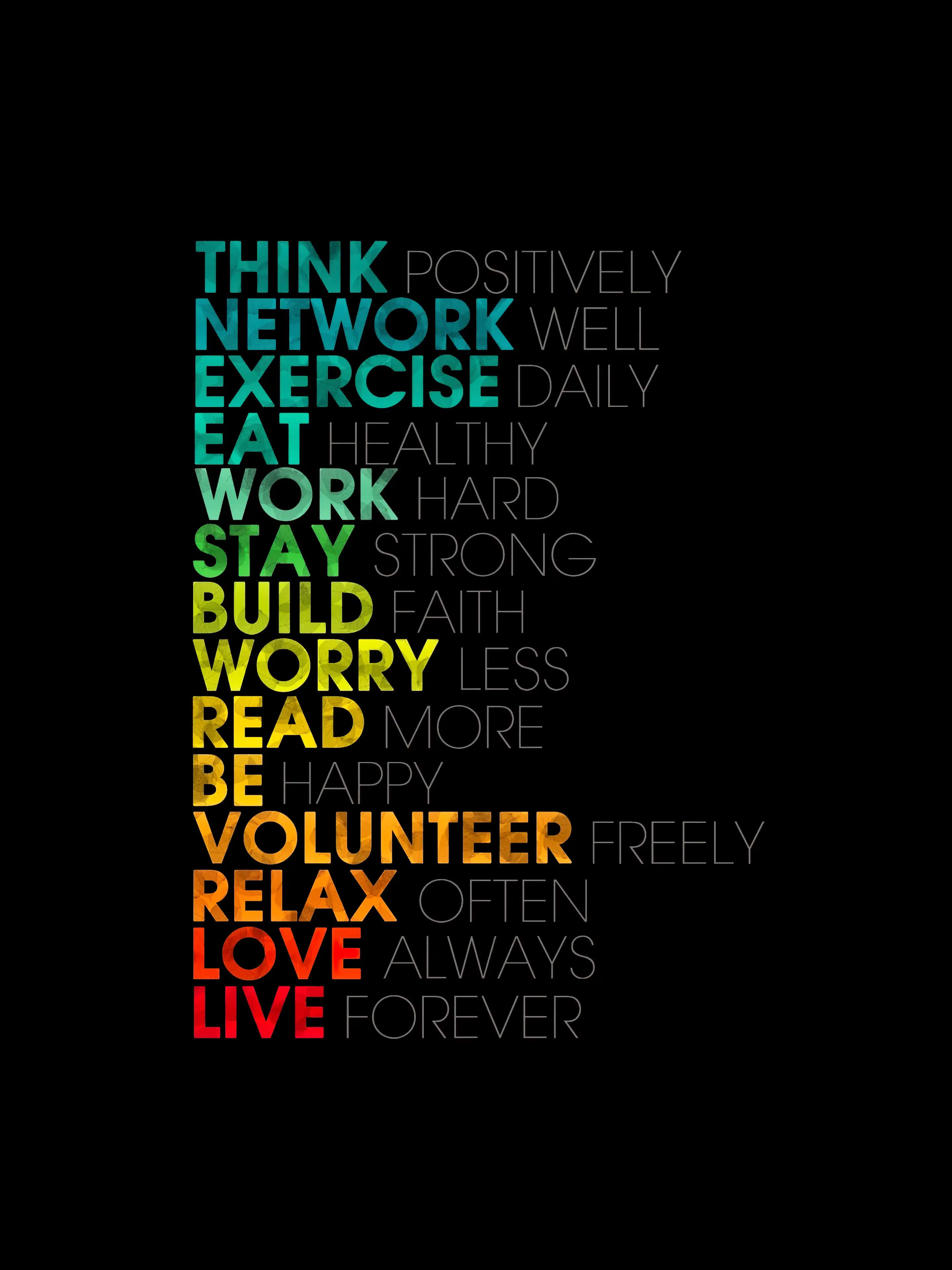 Be Happy, black background, vibrant gradient text, 4K Phone Wallpaper