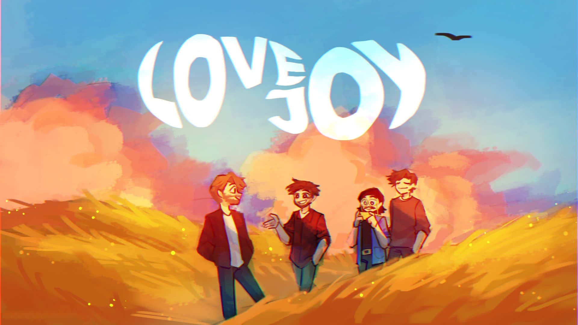 Love Joy, golden field, vibrant sunset sky, Full HD Desktop Wallpaper