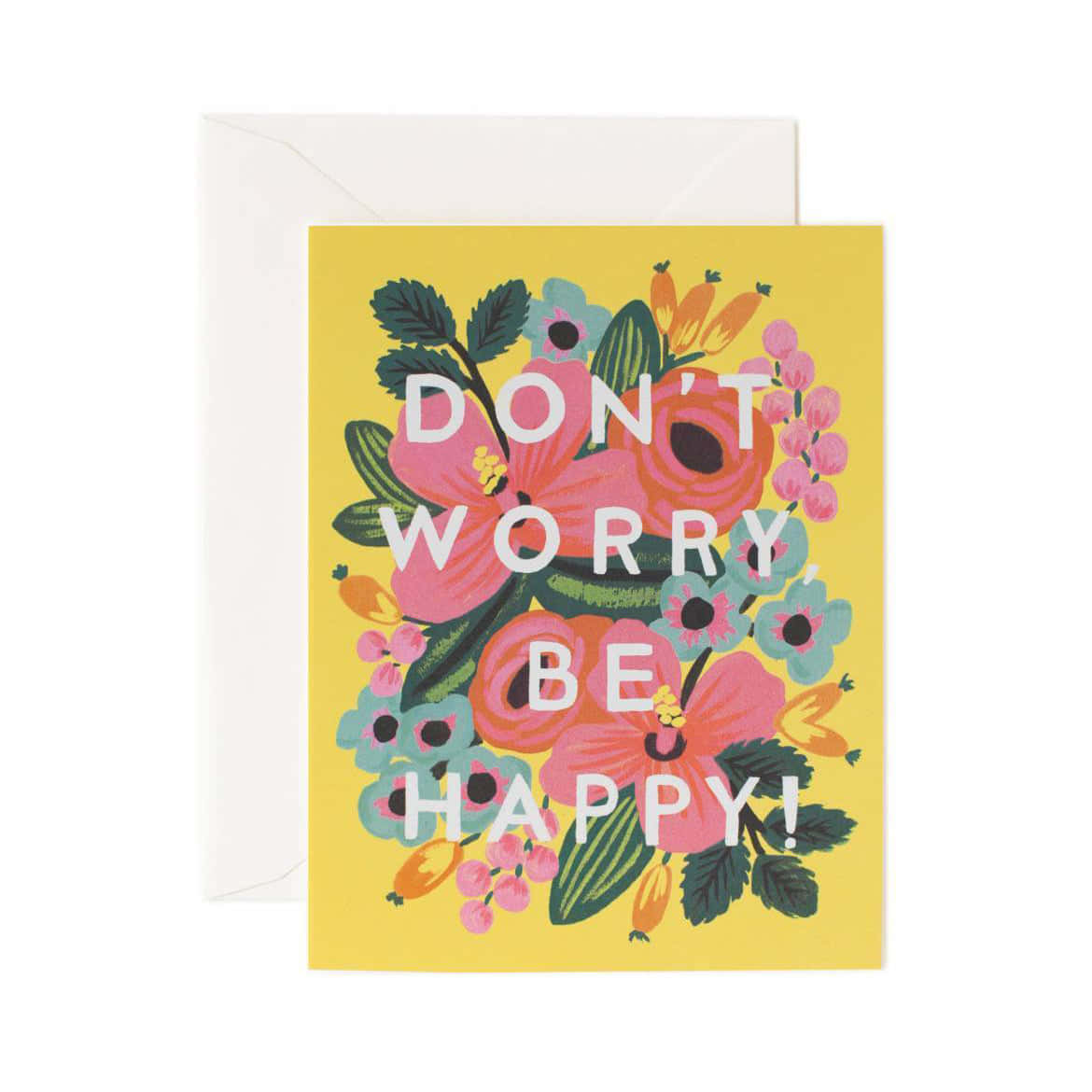 DON'T WORRY BE HAPPY, cheerful yellow, bold white text, SD Desktop Wallpaper