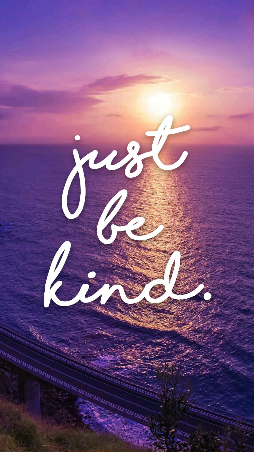 Be Kind, Purple Ocean, Sunset, Full HD Phone Wallpaper