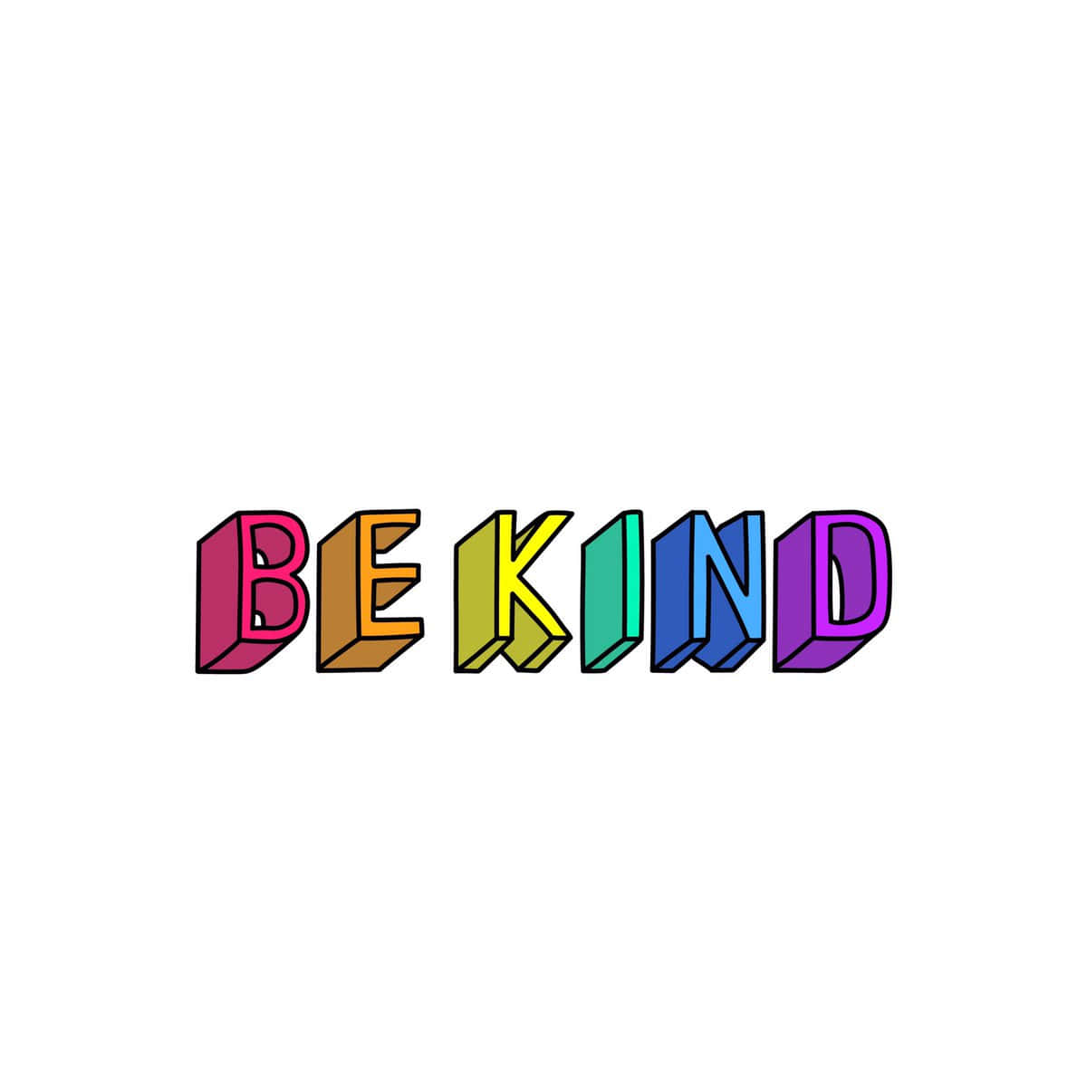 Be Kind, rainbow-colored, 3D block letters, SD Desktop Wallpaper