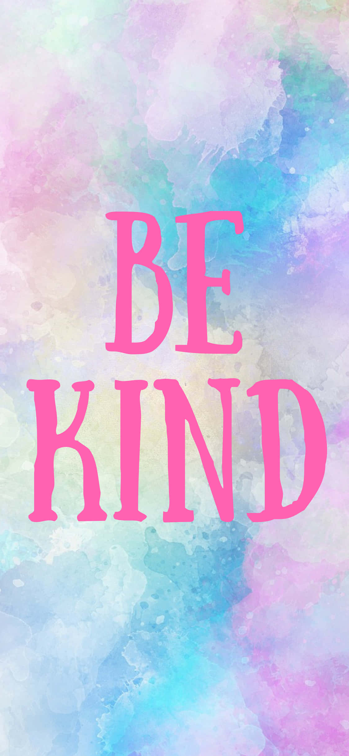Be Kind, hot pink letters, soft pastel watercolor background, Full HD Phone Wallpaper