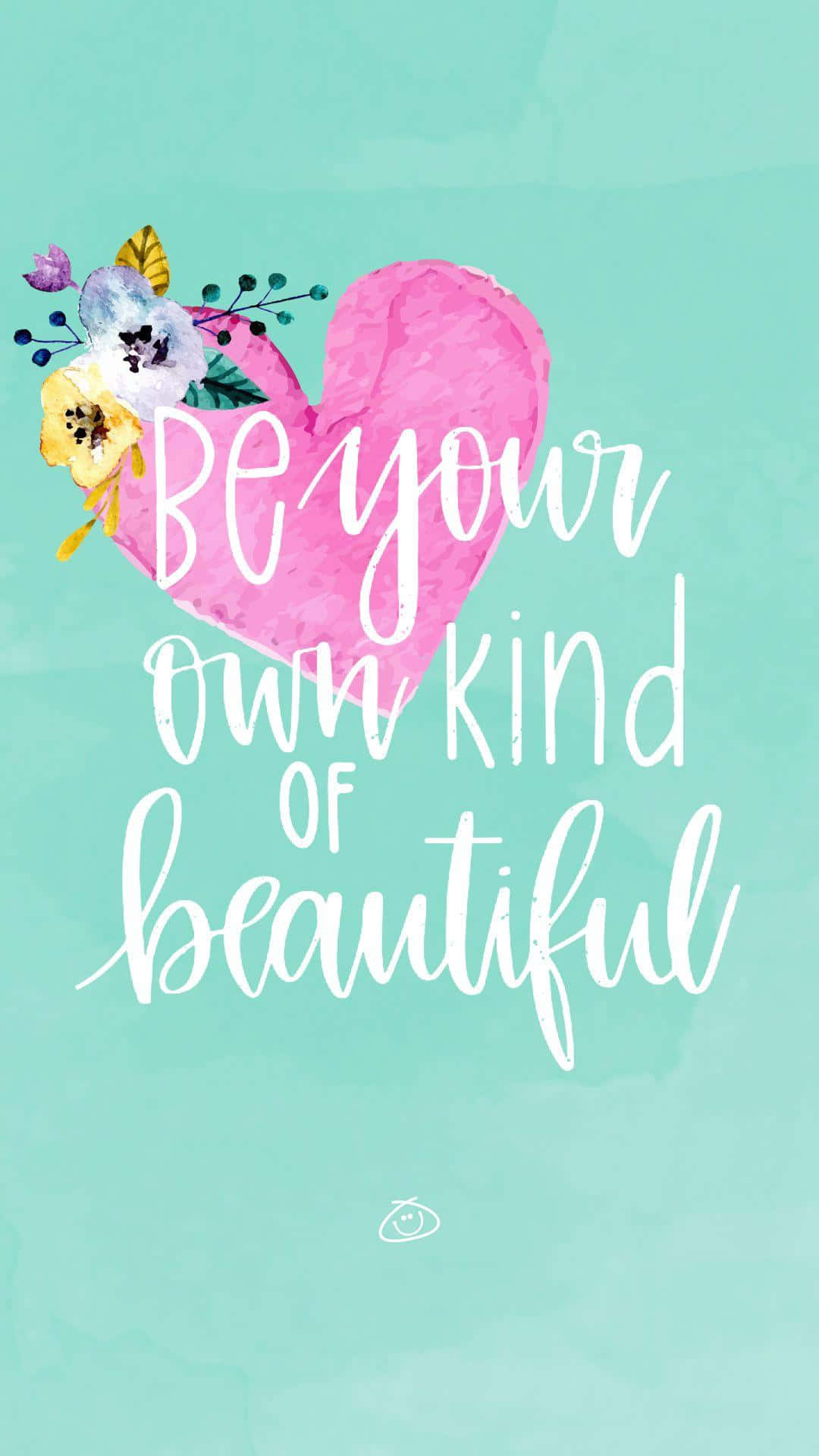 pink watercolor heart, colorful flowers, be your own kind of beautiful, Full HD Phone Wallpaper