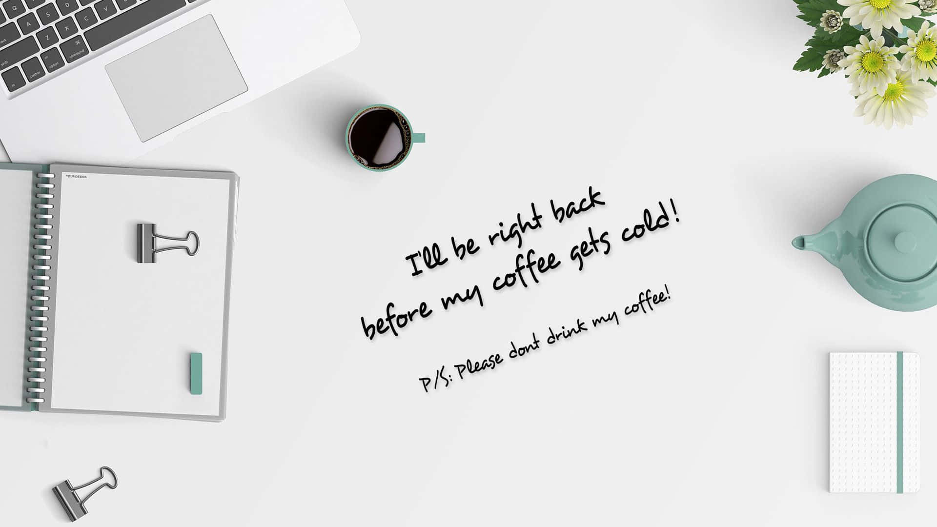 Be Right Back, minimalist, white desk, Full HD Desktop Wallpaper