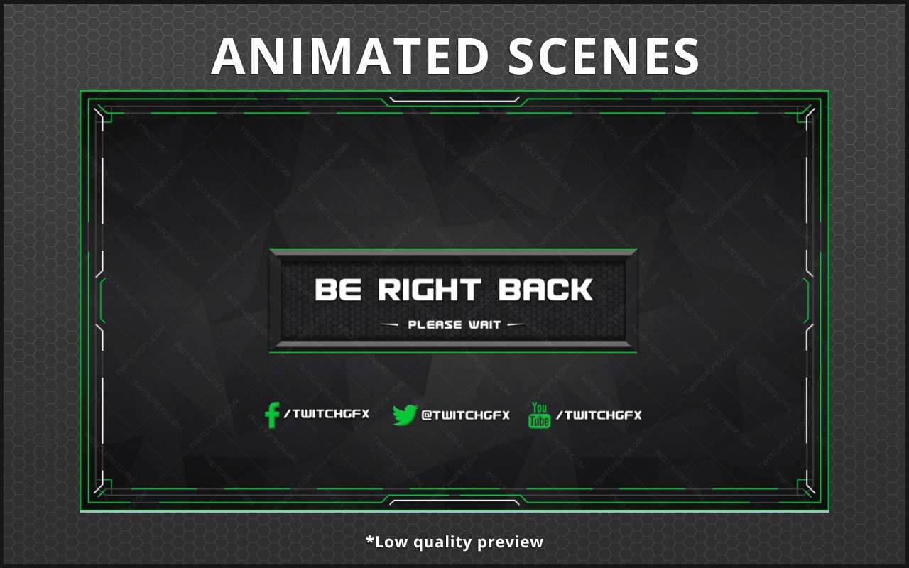Be Right Back, glowing green borders, white text, HD Desktop Wallpaper