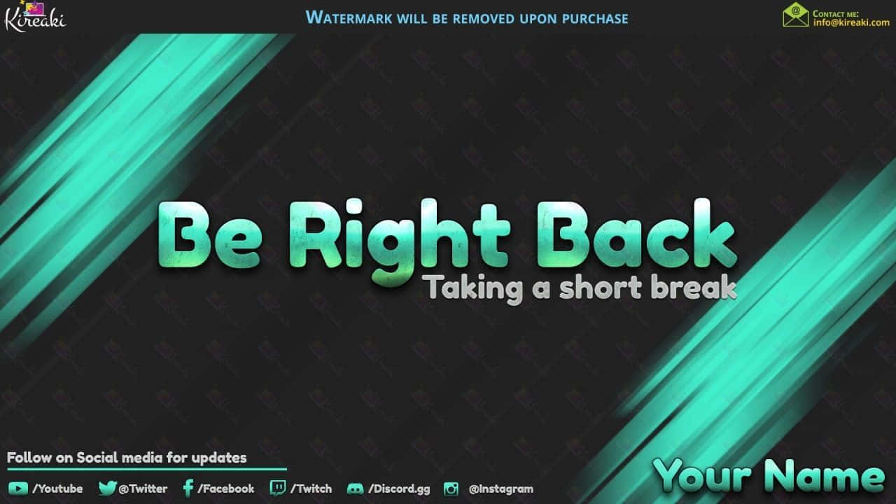 Be Right Back, teal, dark background, HD Desktop Wallpaper