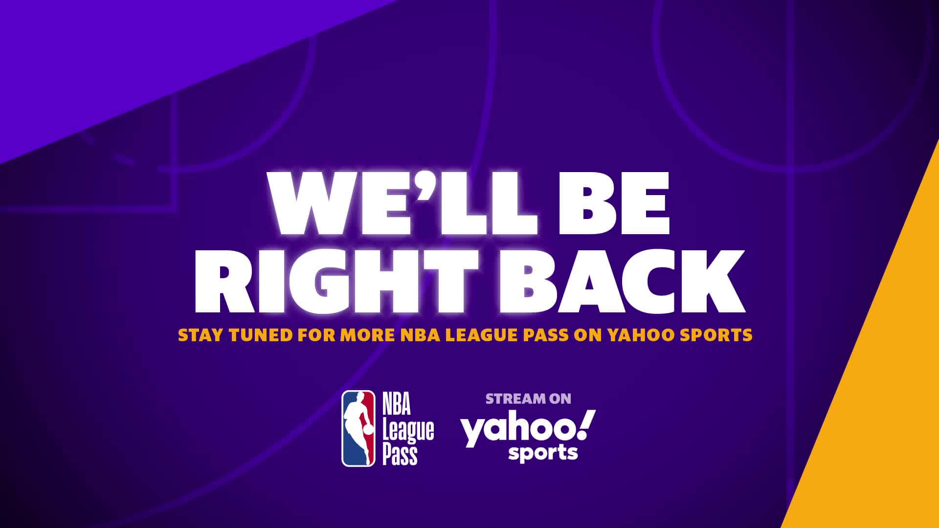 Be Right Back, purple basketball court, yellow accents, Full HD Desktop Wallpaper