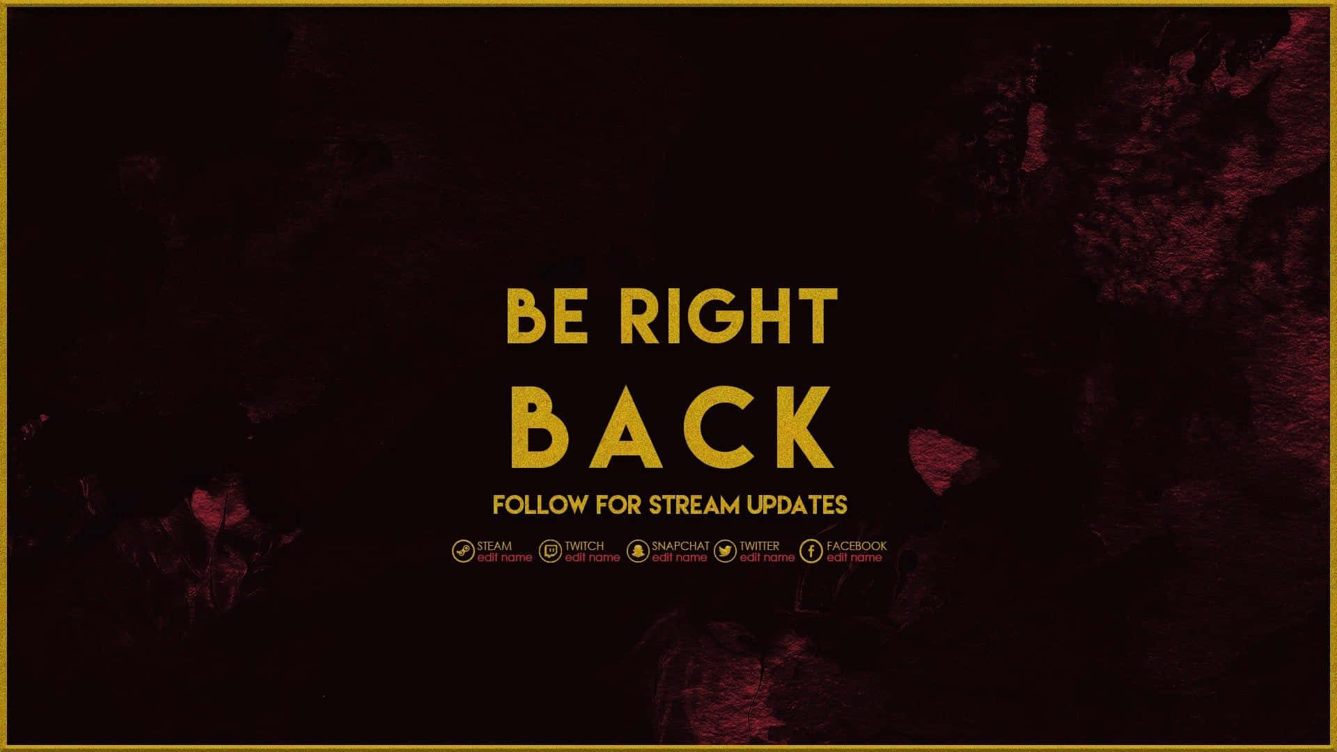 Be Right Back, 1920 x 1080, bold yellow text, Full HD Desktop Wallpaper