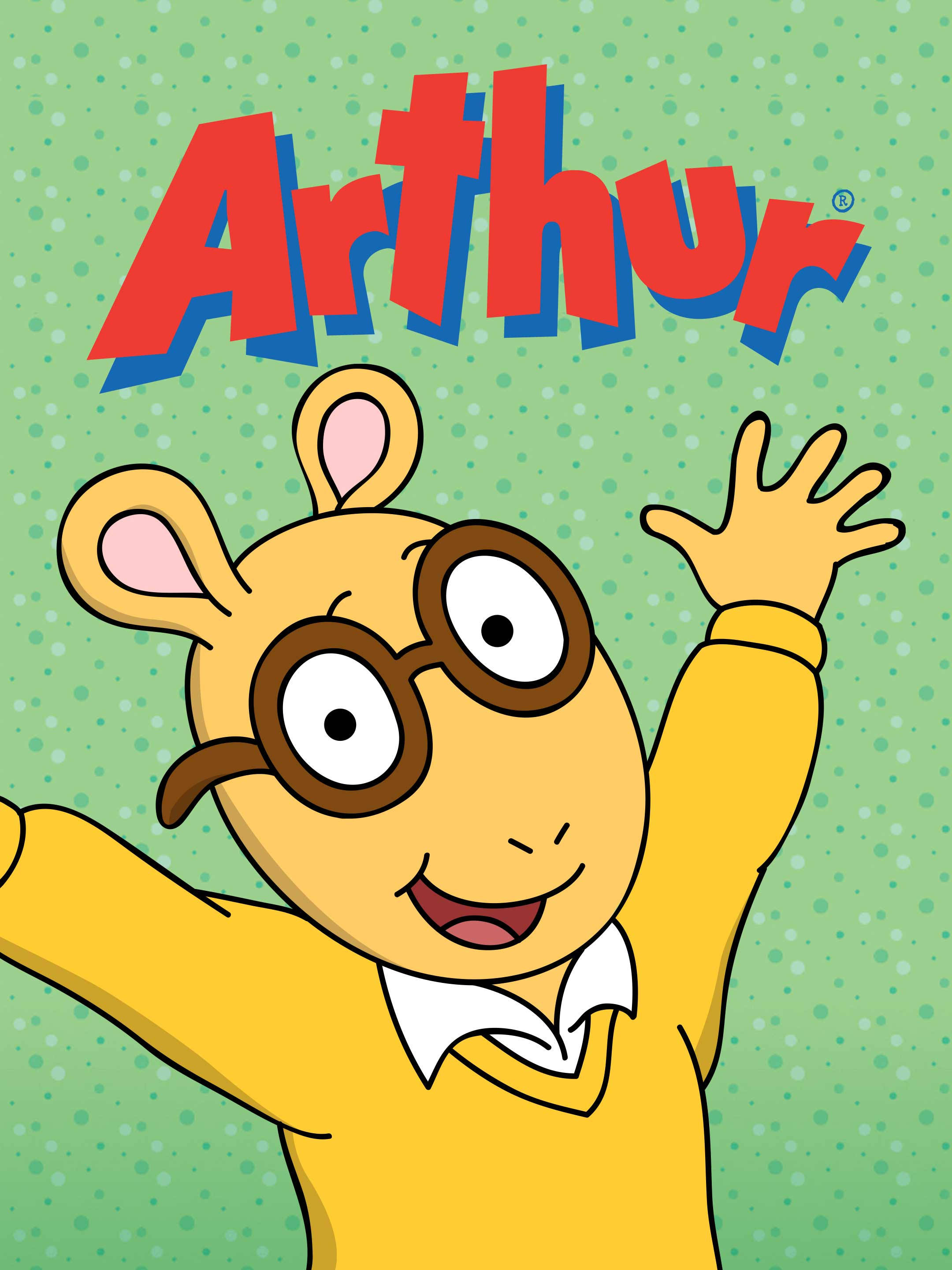 Arthur, brown glasses, green polka dot background, 2K Phone Wallpaper