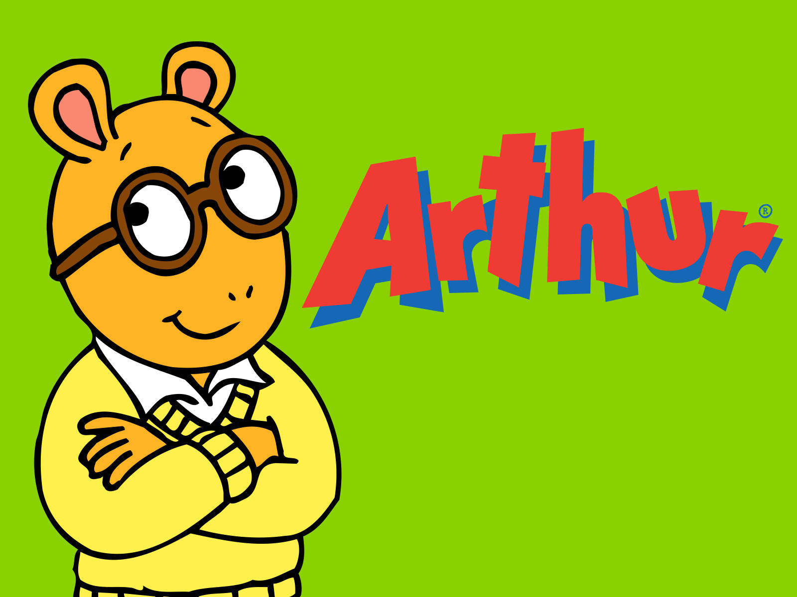Arthur, yellow sweater, bright green background, HD Desktop Wallpaper