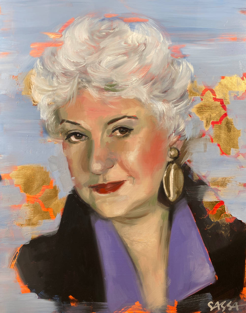 Bea Arthur, white curly hair, bold red lips, SD Phone Wallpaper
