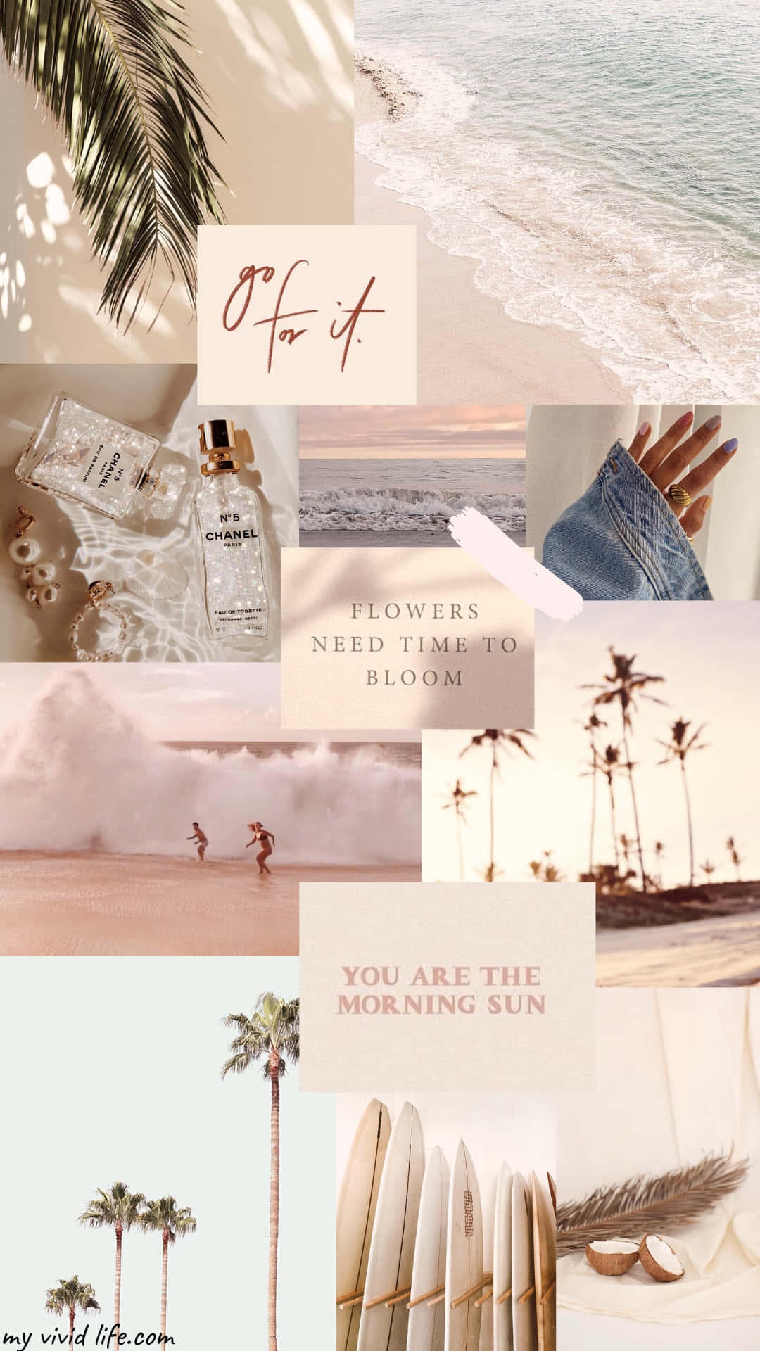 pastel-toned, palm trees, ocean surfboards, Full HD Phone Wallpaper