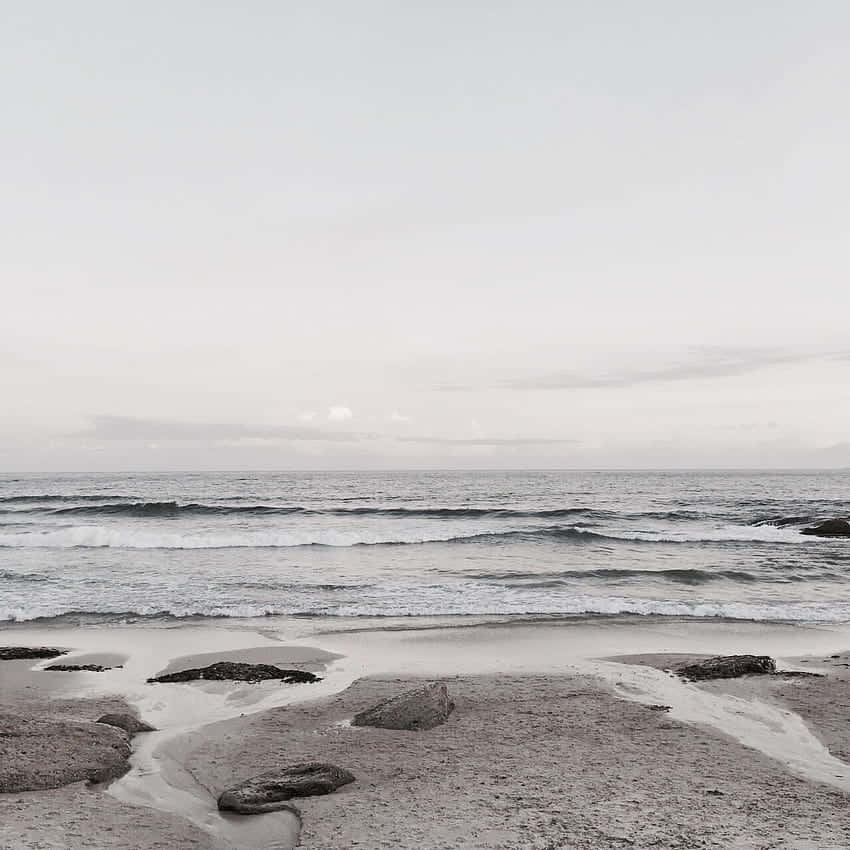 beach aesthetic tumblr, gray beach, wet sand, SD Desktop Wallpaper