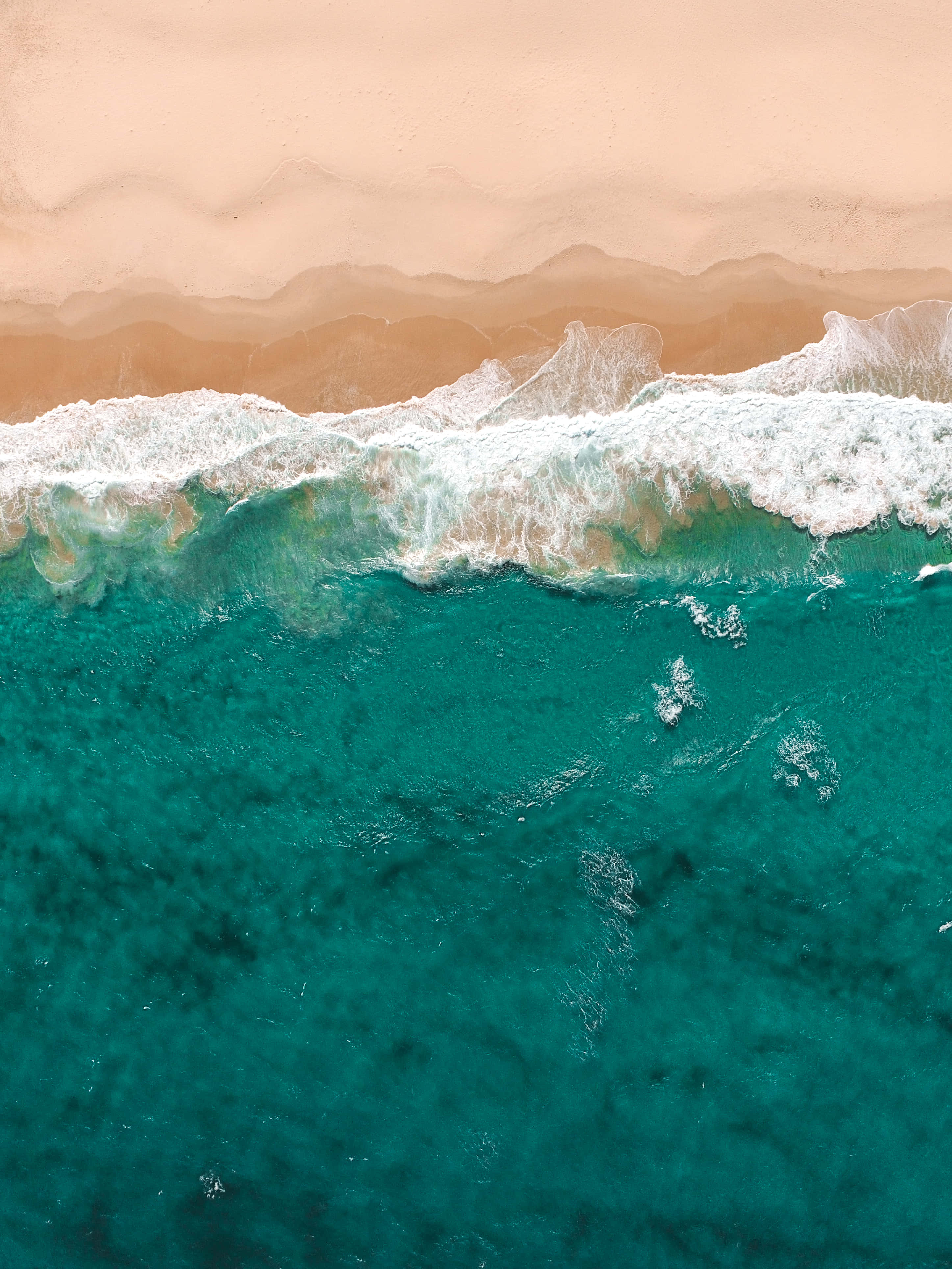 beach aesthetic tumblr, turquoise waves, peachy sand, 4K Phone Wallpaper