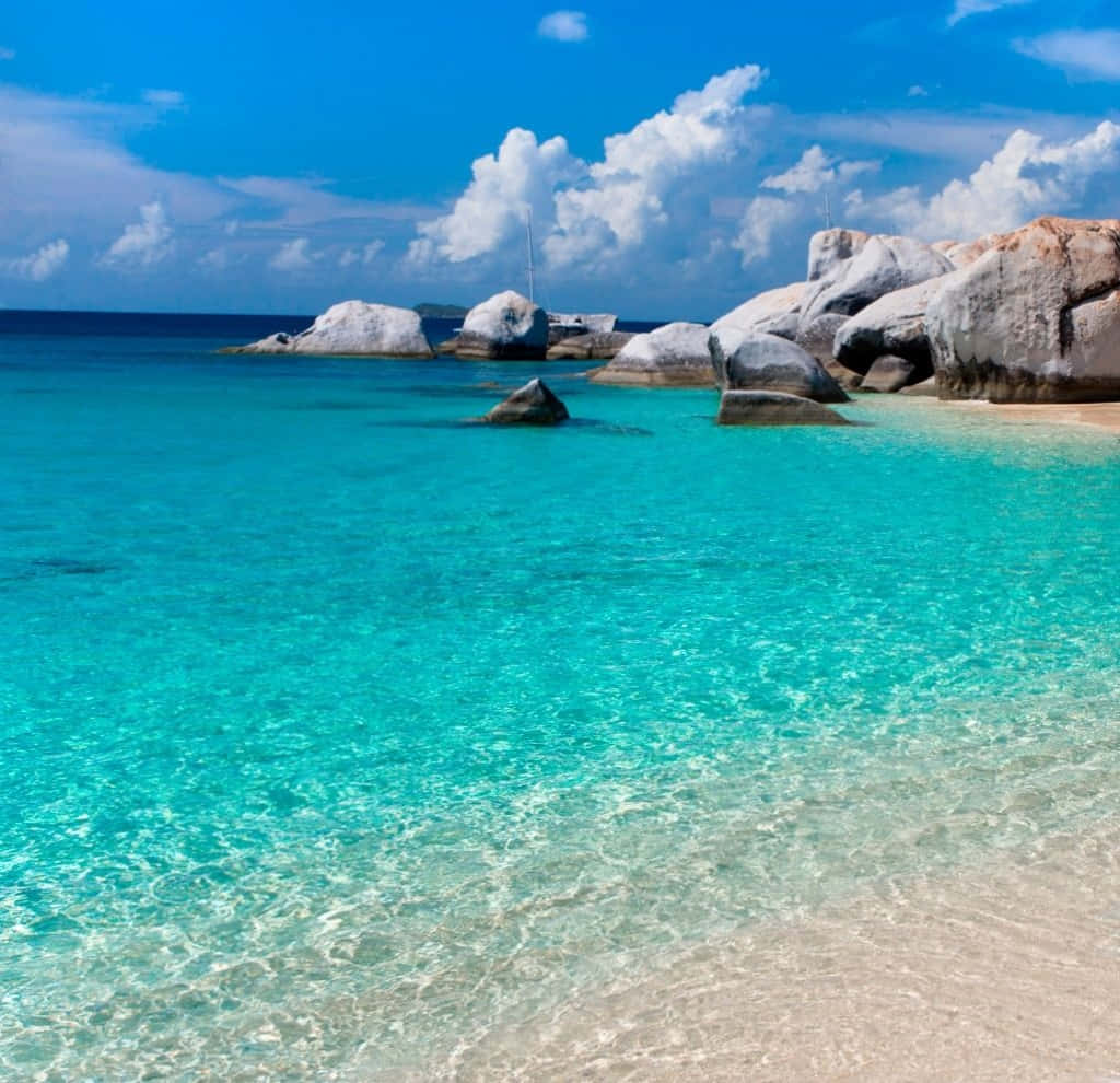 Cute Clear Beach, turquoise waters, white sand beach, SD Desktop Wallpaper
