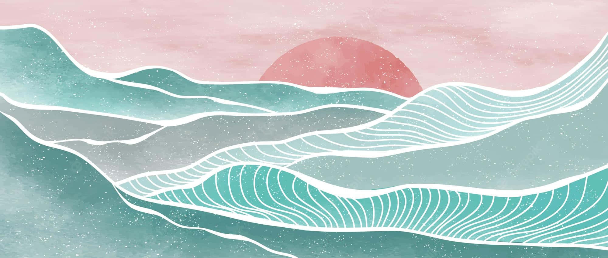 teal, gray, soft pink sunset, Full HD Desktop Wallpaper