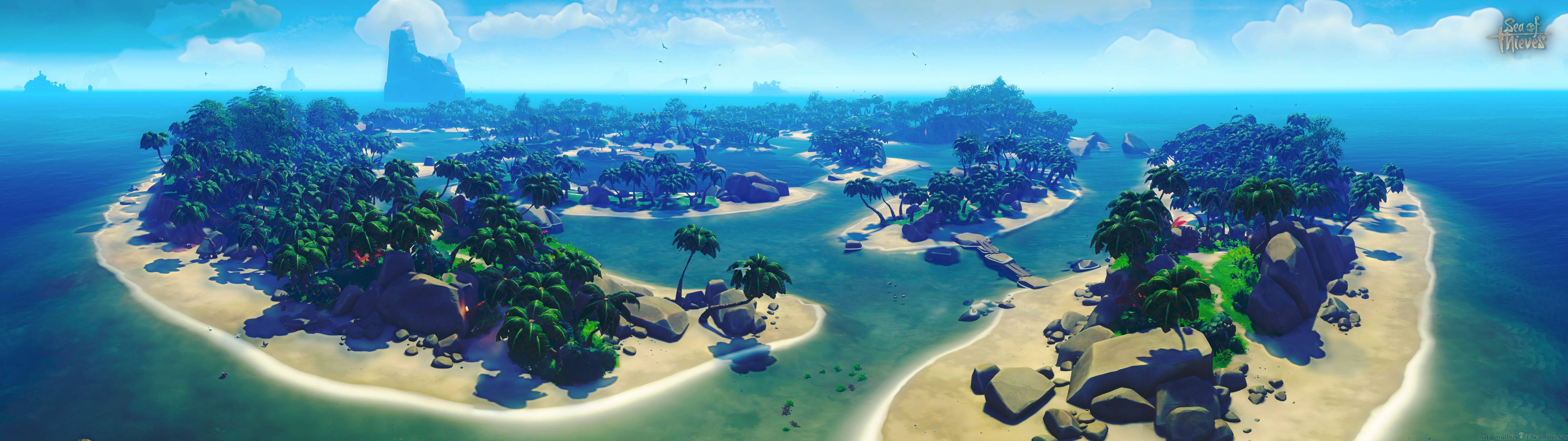 animated tropical islands, tropical archipelago, lush palm trees, 5K Desktop Wallpaper