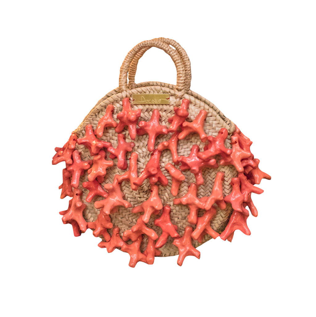 coral bag, woven straw bag, coral pink, SD Phone Wallpaper