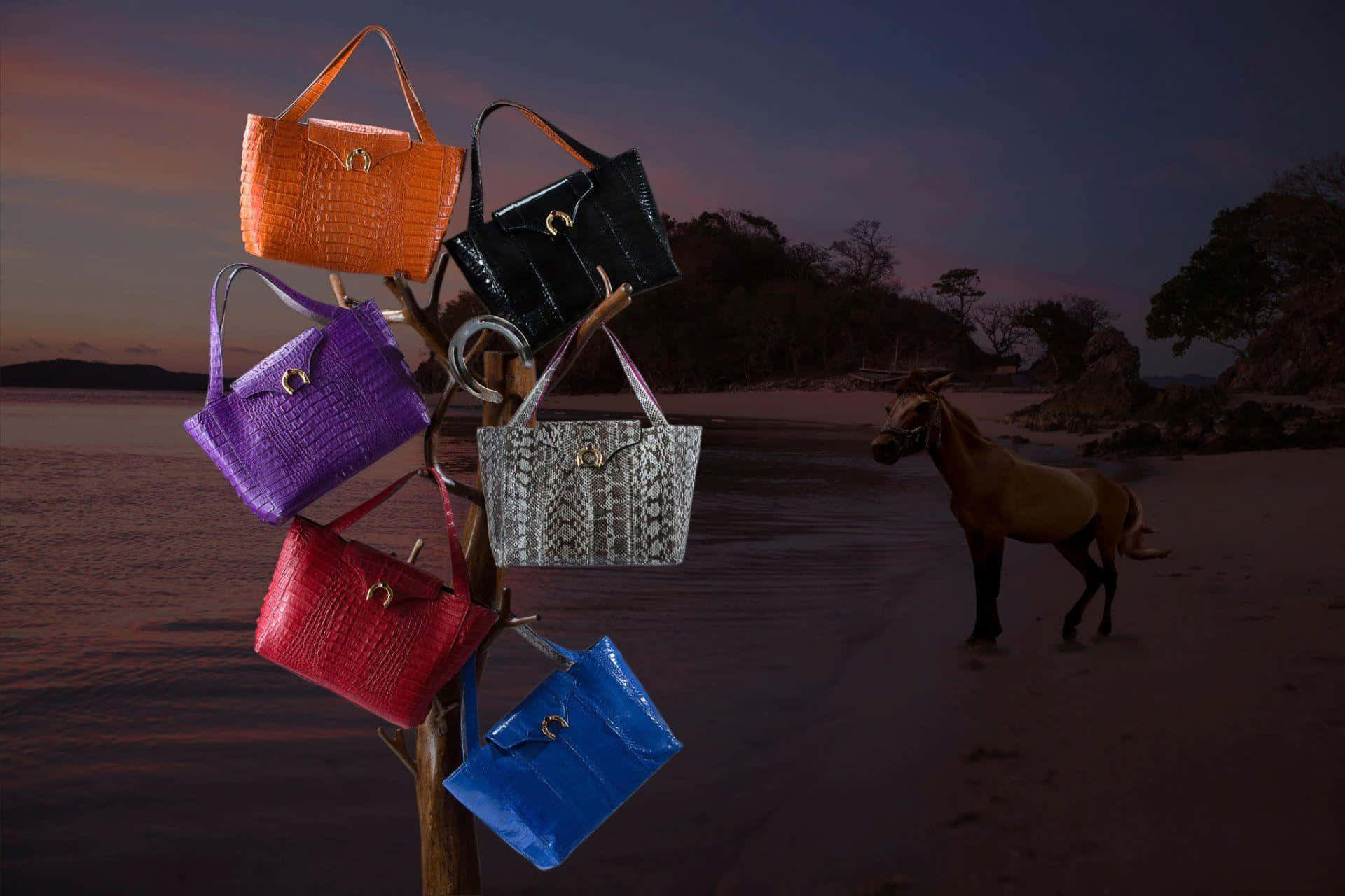 beach bag, crocodile-textured handbags, twilight beach, Full HD Desktop Wallpaper
