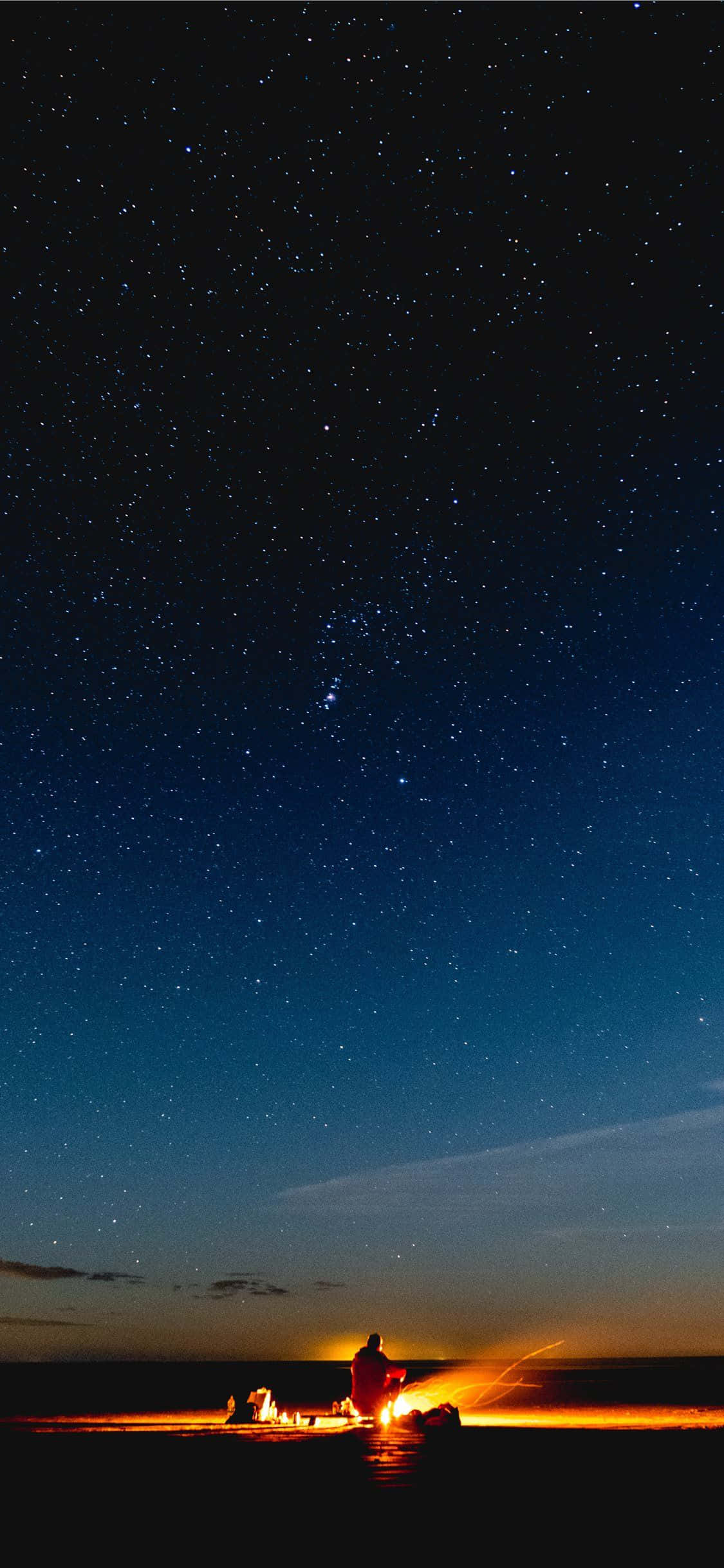 beach bonfire, campfire, dark beach, Full HD Phone Wallpaper