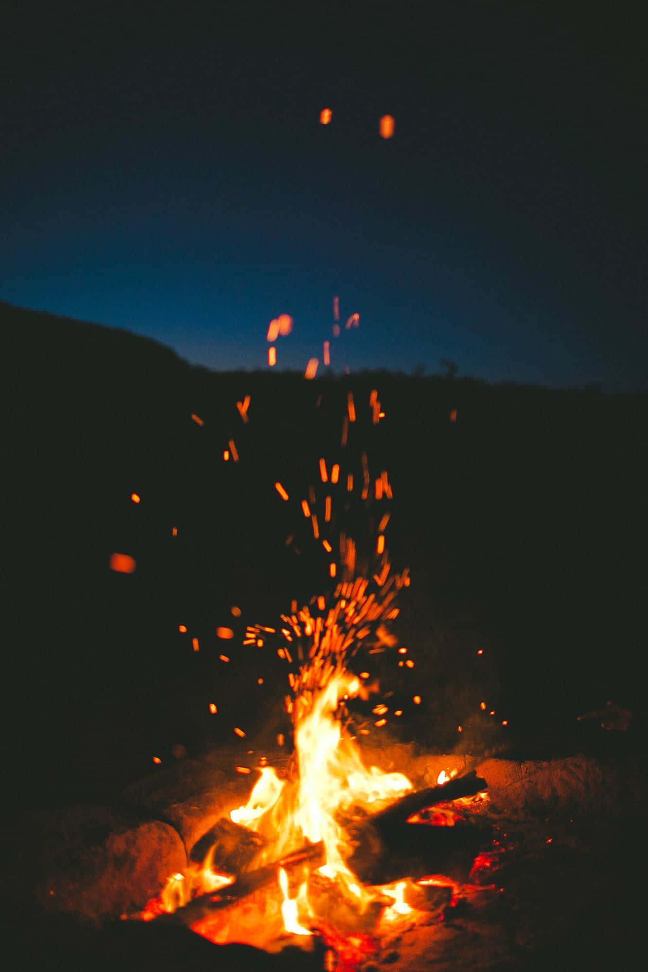 beach bonfire, campfire, night, Full HD Phone Wallpaper