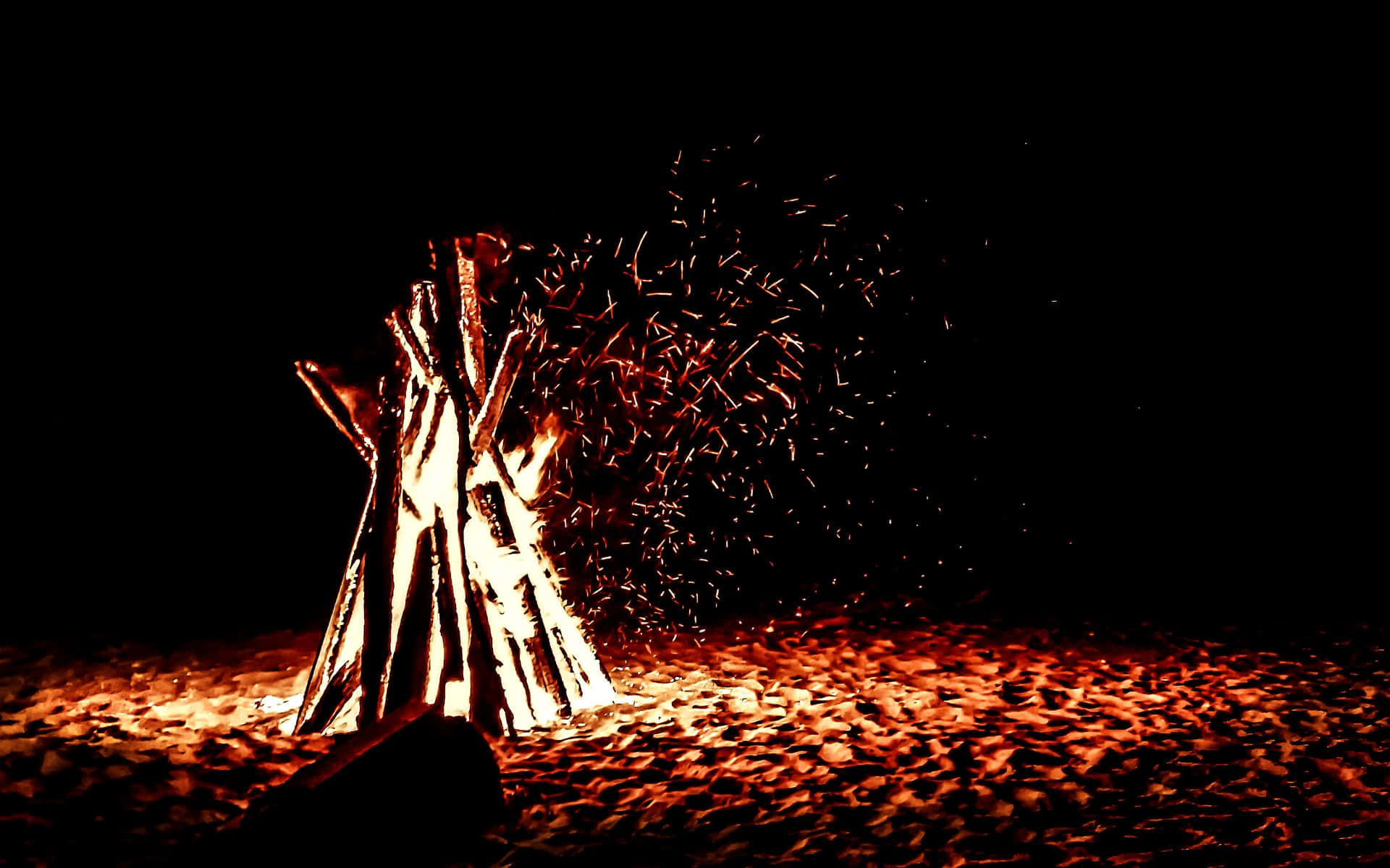 beach bonfire, campfire, roaring campfire, Full HD Desktop Wallpaper