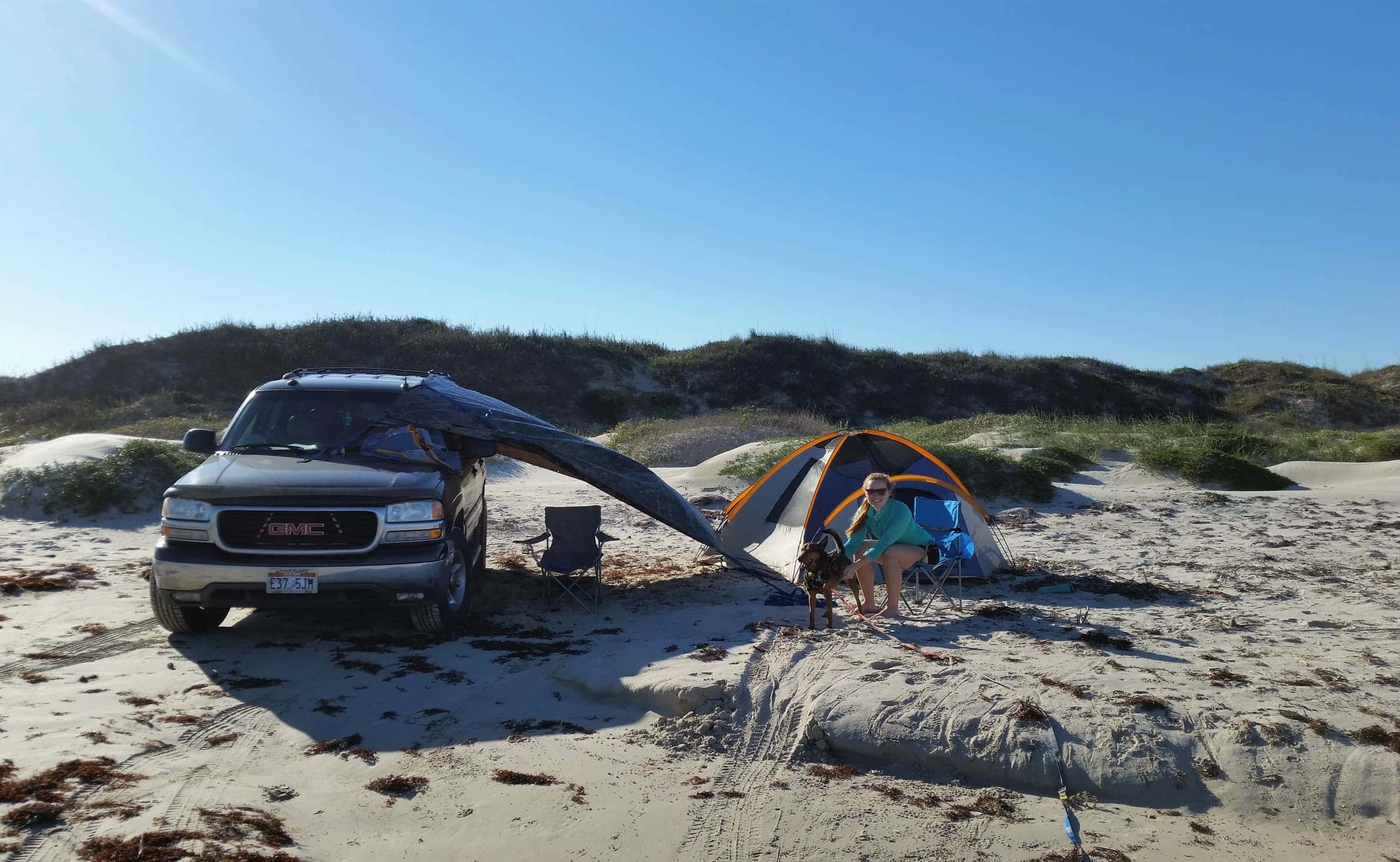 beach camping, tent, truck, Full HD Desktop Wallpaper