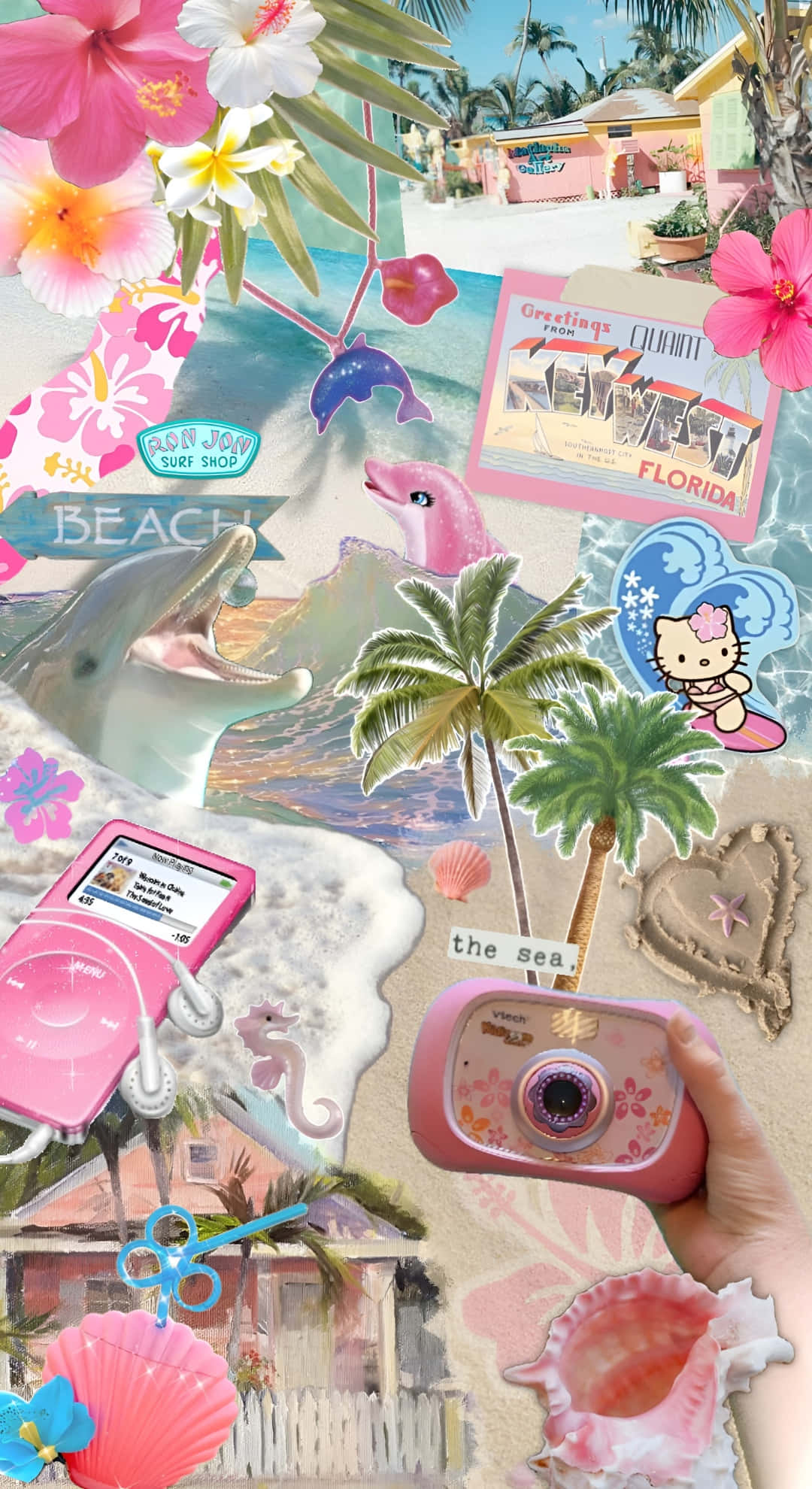 Beach Coconut Girl Vibes, pink, tropical beach, Full HD Phone Wallpaper