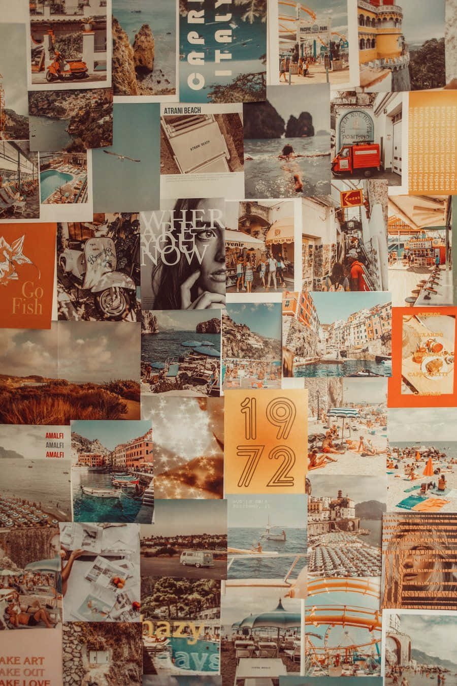 beach collage, Italian coastal towns, orange red, HD Phone Wallpaper