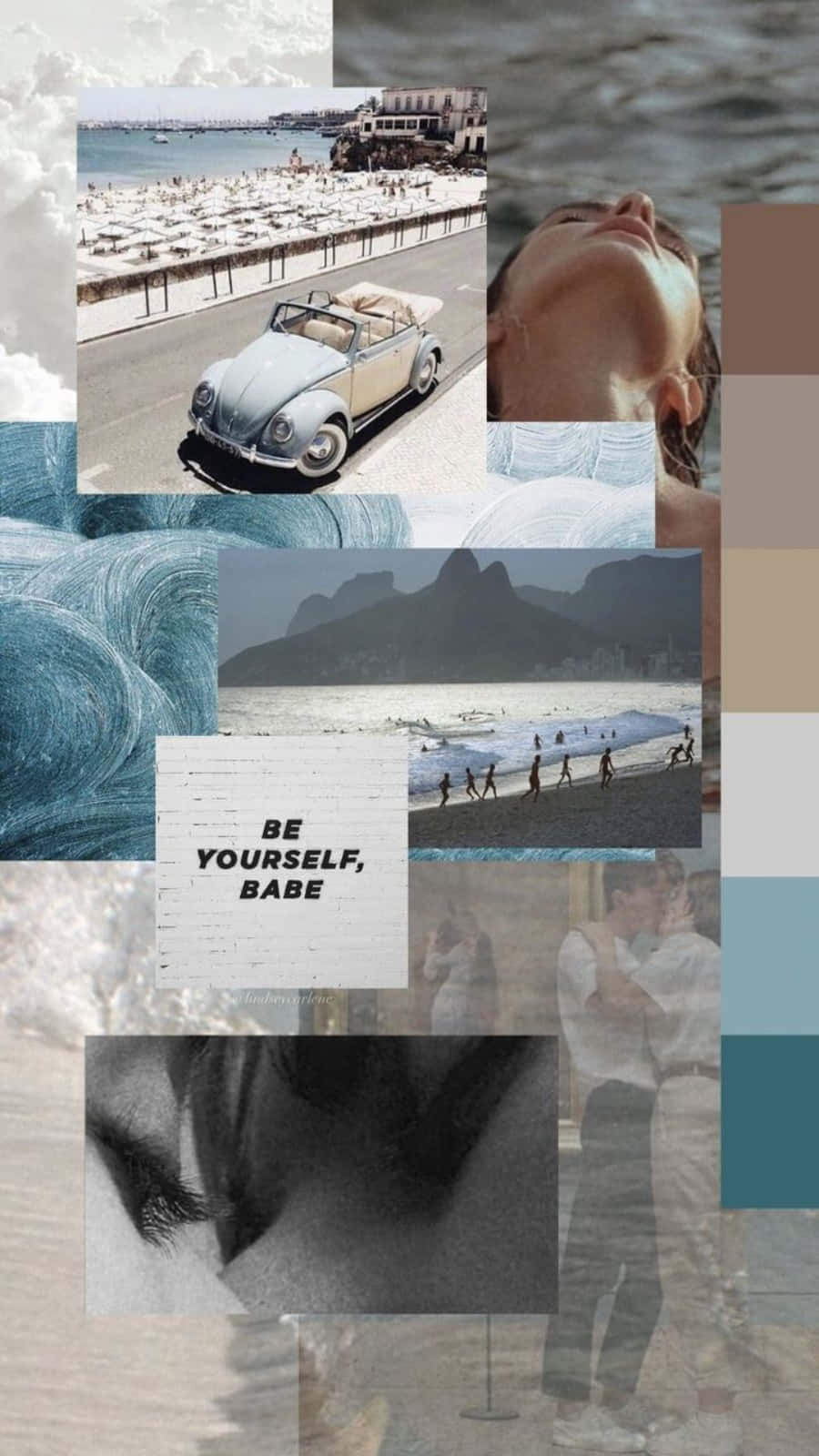 Beach Collage, classic car, summer vibes, HD Phone Wallpaper
