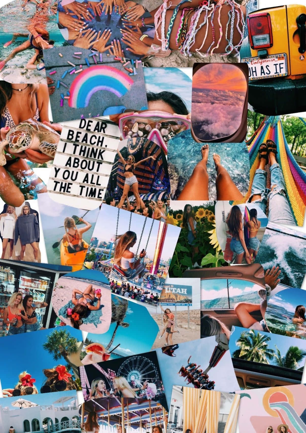 Beach Collage, summer memories, sunsets, HD Phone Wallpaper